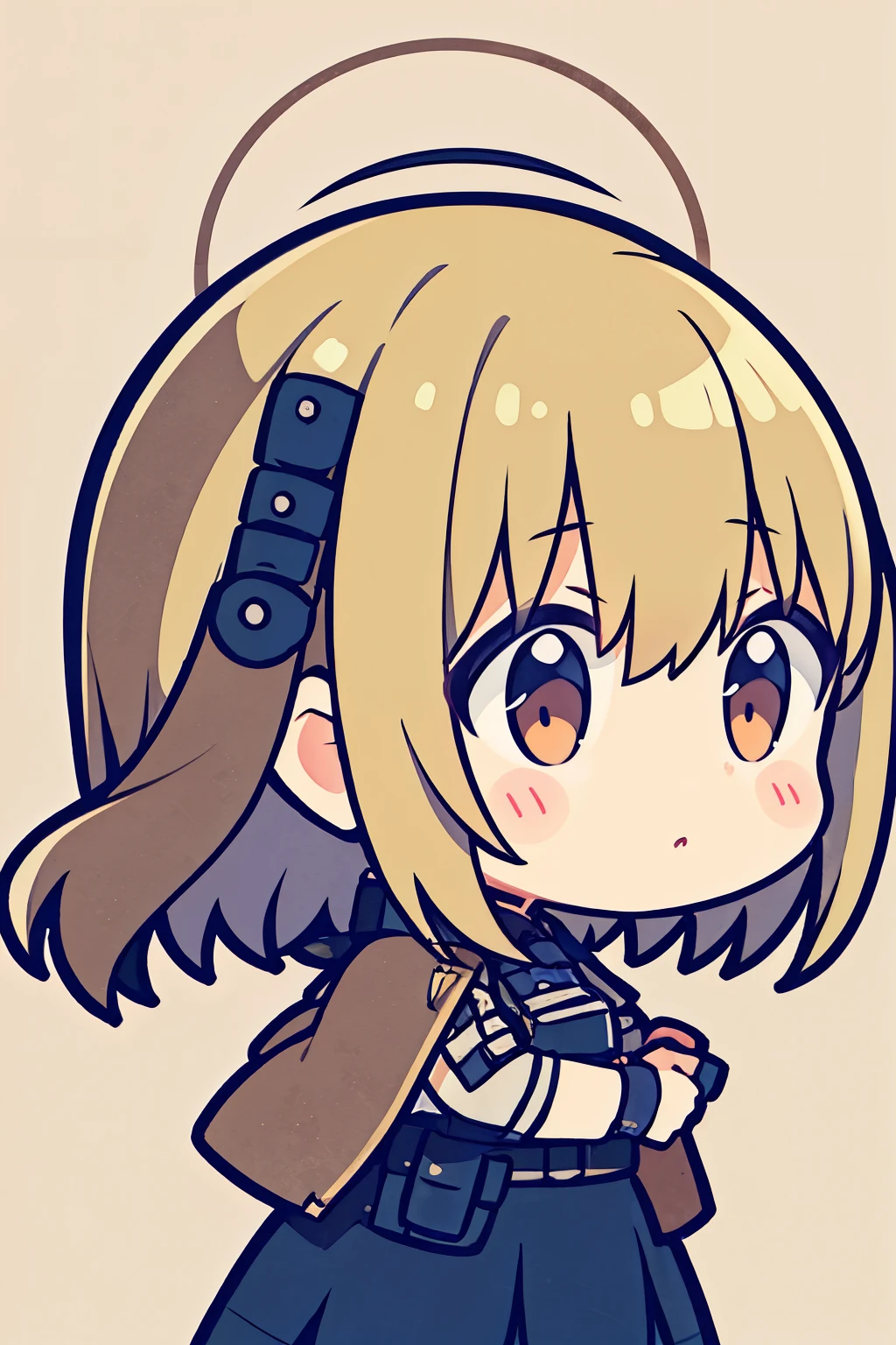 Gunslinger Girl、one person、bob style、profile、Holding a gun in both hands、There's a gun near your face、Gaze up、no background