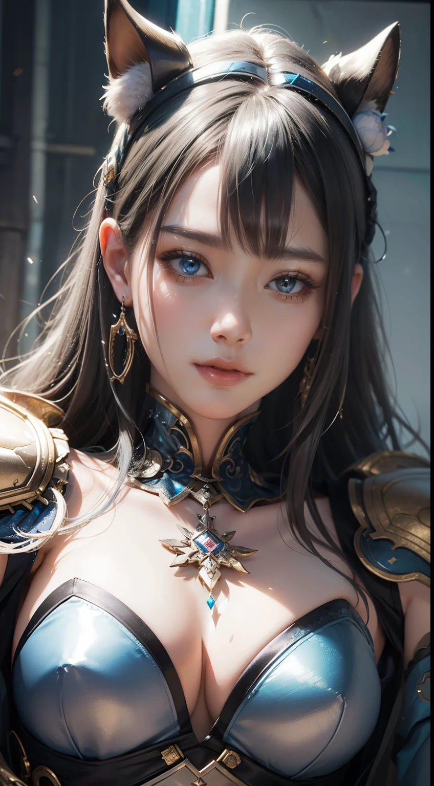a close up of a woman in a silver and blue dress, chengwei pan on artstation, by Yang J, detailed fantasy art, stunning character art, fanart best artstation, epic exquisite character art, beautiful armor, extremely detailed artgerm, detailed digital anime art, artgerm on artstation pixiv, armor girl