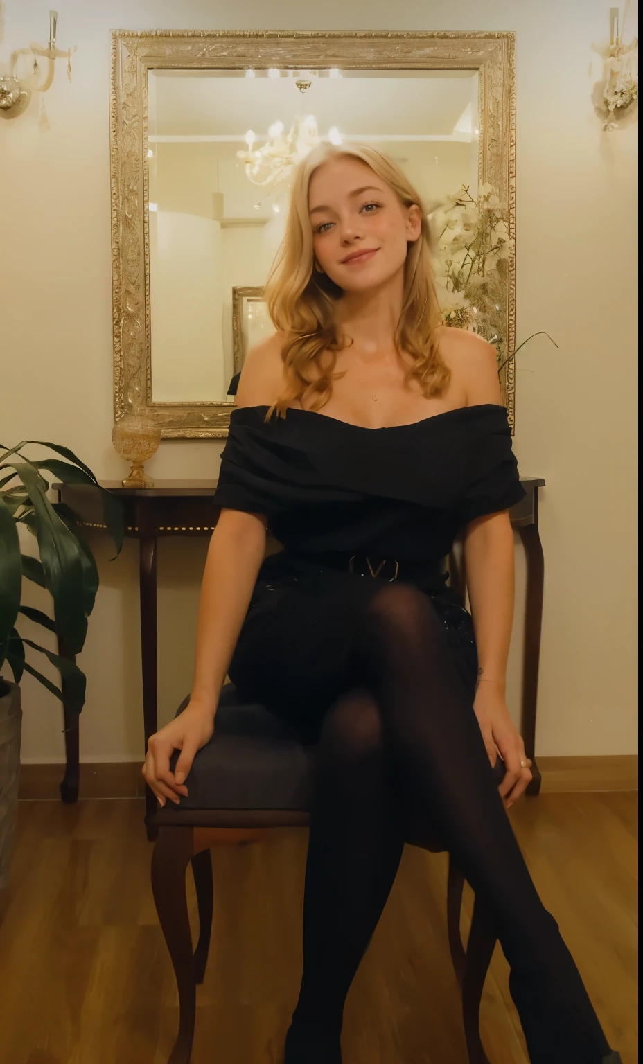 Rosto de uma mulher, americana, 25 anos, pale skin and freckles, olhos cinzas, nariz delicado, soft and delicate lips, cabelo blondie cinza longo e ondulados, sorriso meigo, full hair down to the waist
