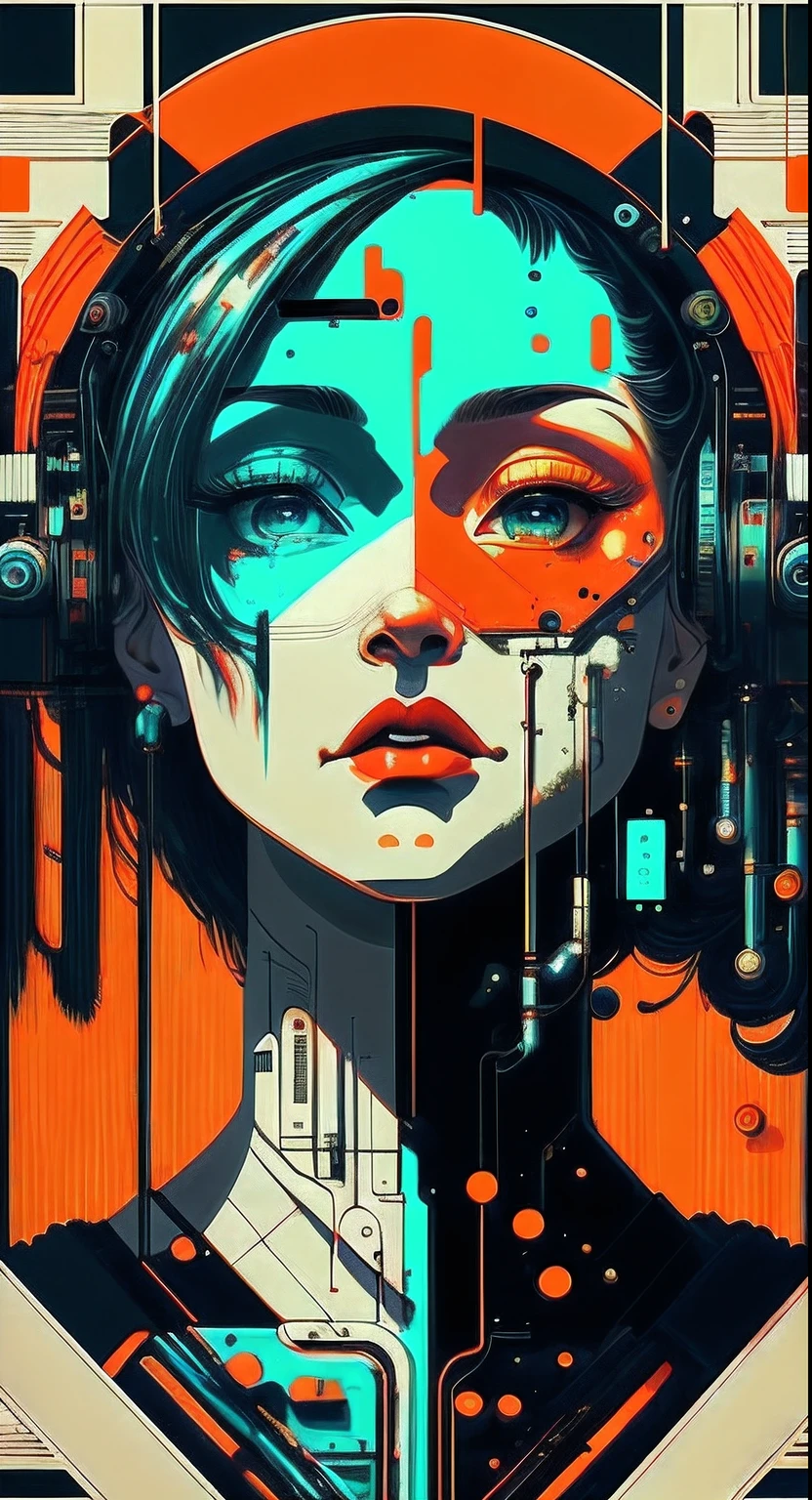 (dessus de la table, 4k, ultra-détaillé, Photo brute: 1.2), illustration, (1femme:1), (Arrière-plan unique: 1.4), (symétrie: 1.2), (art Déco:1.4), (rétro-futuriste:1.4), (minimalisme:1.4), (Faire le ménage:1.4), (plat_couleur:1.4), (Cyberpunk:1.4), Photo d’art du CCDDA、musique、