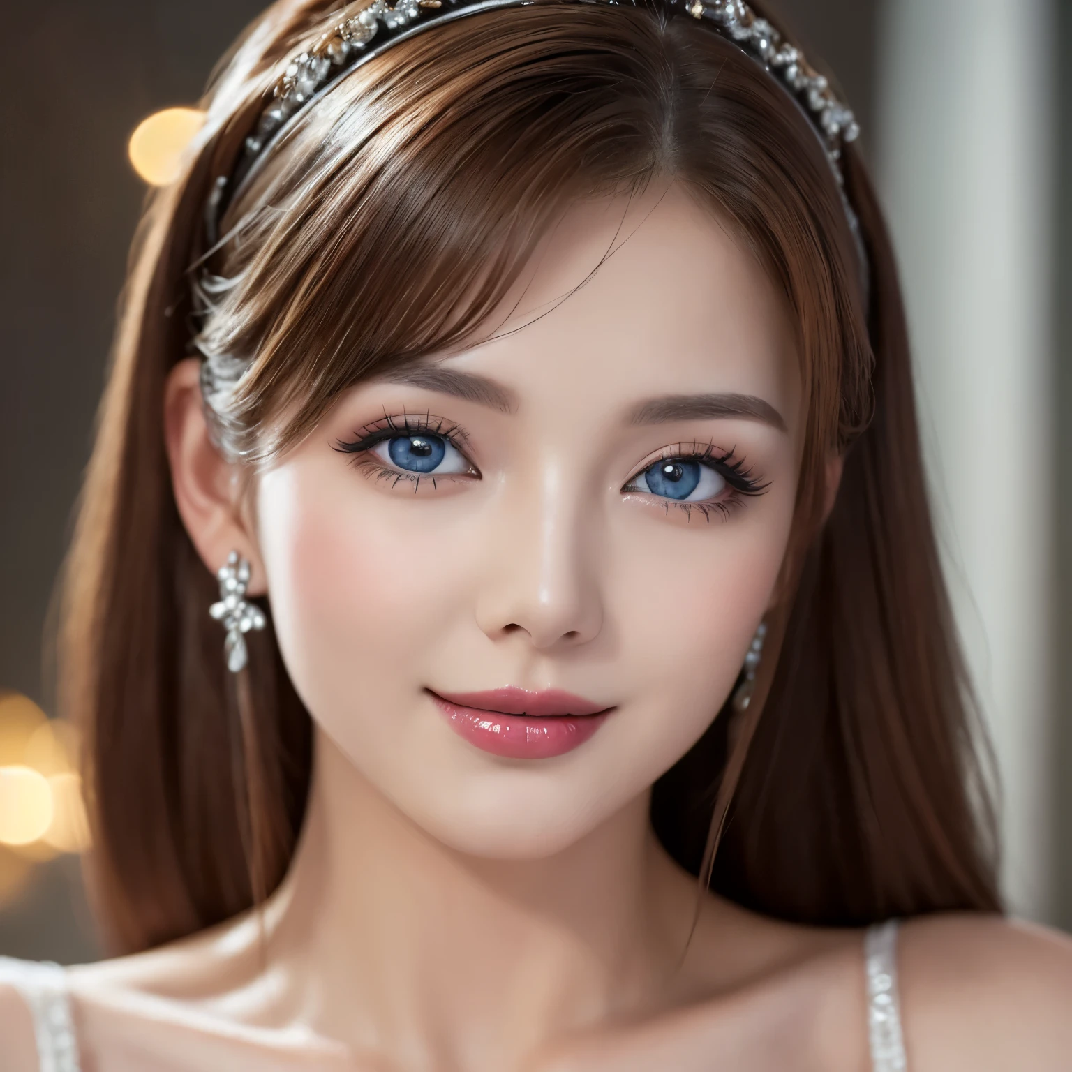 ((highest quality、table top、8K、best image quality、extremely complex and detailed depiction))、1 german whore goddess、German face、blue eyes、brown hair、solo、Blurry background of classy german brothel、(The most gorgeous german whore goddess costume:1.1)、(The most classy and finest whore goddess costume:1.1)、very intricate decoration、Look at me、a bewitching slight smile、perfect makeup、long eyelashes、lipstick、(perfect anatomy:1.1)、slight smile、(Huge premium bedroom blurred background:1.1)、(close up of face:1.2)、Super high-definition sparkling eyes、ultra high definition hair、Beautiful skin with ultra-high definition gloss and moisture、Super high definition perfect beautiful teeth、Ultra high definition beautiful face、(The most moody and romantic warm lighting:1.1)