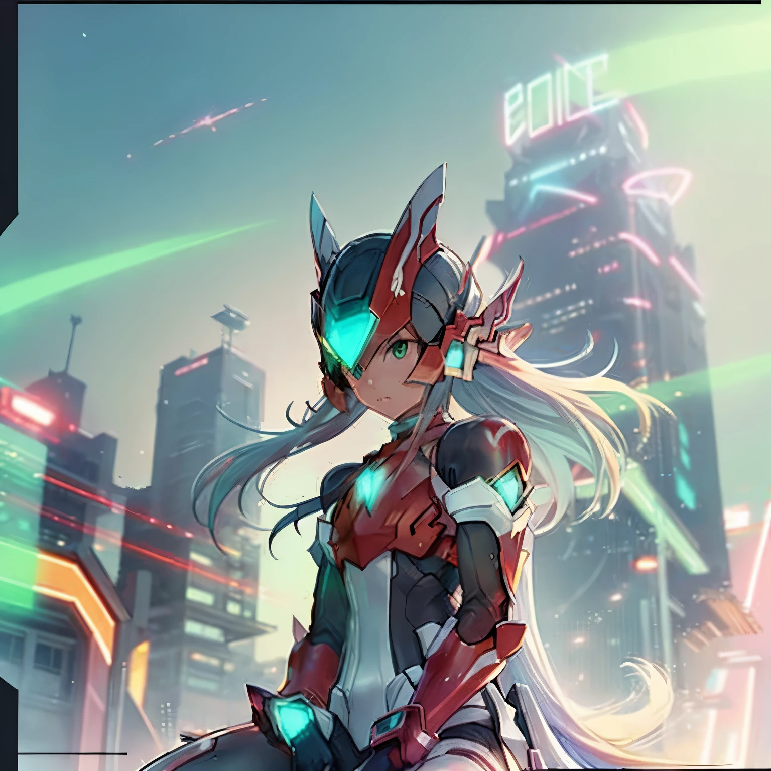 megzeromyth2023, 1boy, long white hair, red armor, green energy sword, 8k, uhd, best quality, masterpiece, intricate, sitting on the border of the top of a building Tokyo - bak cyberpunk city at the background, ssci - fi, fantasy, intricate, very very beautiful, elegant, neon light, highly detailed, digital painting, artstation, concept art, human anatomy, soft light, smooth, illustration, by tian zi and artgerm and greg rutkowski and alphonse mucha and loish and WLOP
