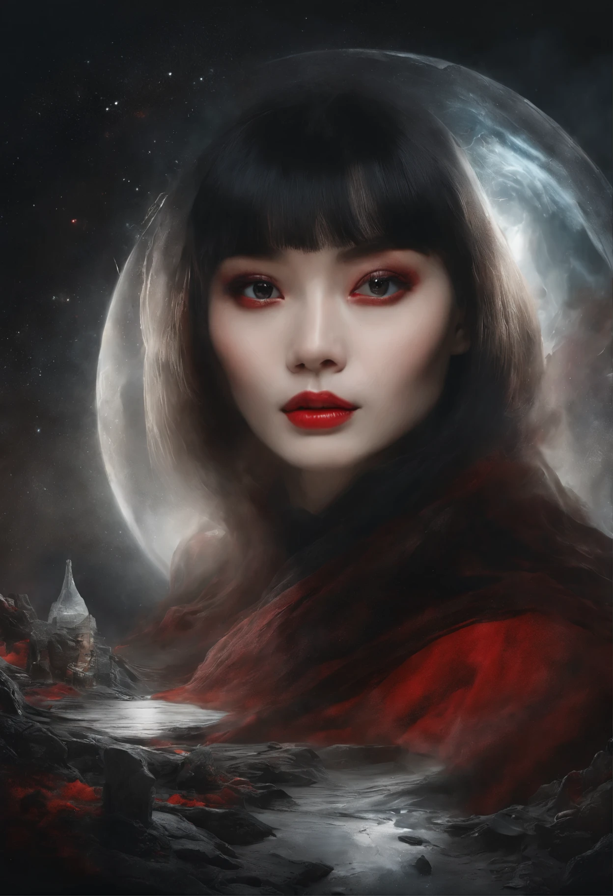 (portraits,landscape),(vivid colors),(studio lighting),(chaos,distorted Space),(eyes)
### prompt生成
A chaotic and distorted space filled principally with black and red colors. The scene portrays a combination of realistic and drawing style, with multiple layers and textures. The focal point of the image is thé dostrotion in Space, and a eye, which are captivating and detailed. The portraits and landscape merge seamlessly in this masterpiece, with the studio lighting enhancing the overall visual impact.