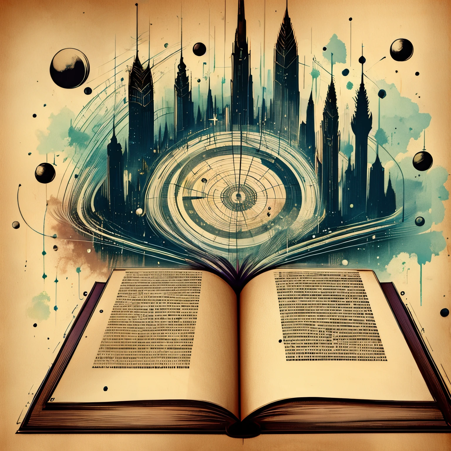 Old book style ink illustration,On parchment,no humans