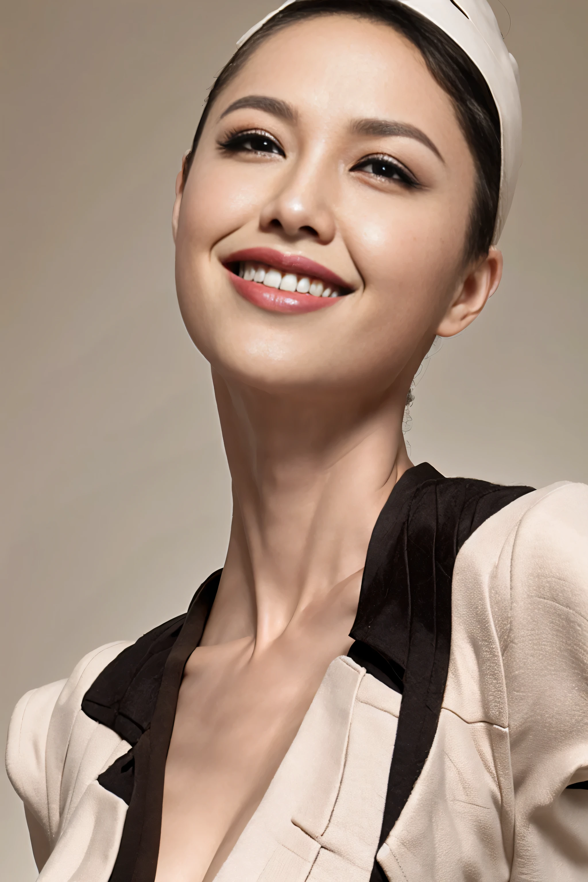 Fashion model 20 years old [[[[close up]]]], [[[[neck]]]], [[[[Shoulder]]]], perfect eyes, perfect iris，perfect lips，perfect teeth，perfect skin，White skin，Soft headlight，high-density imaging review，Face slimming type，slender nose，long black hair，（Face is clear and delicate），white casual wear，The background is outdoor，green trees and grass，best quality，masterpiece，（pastel colors：1.2）