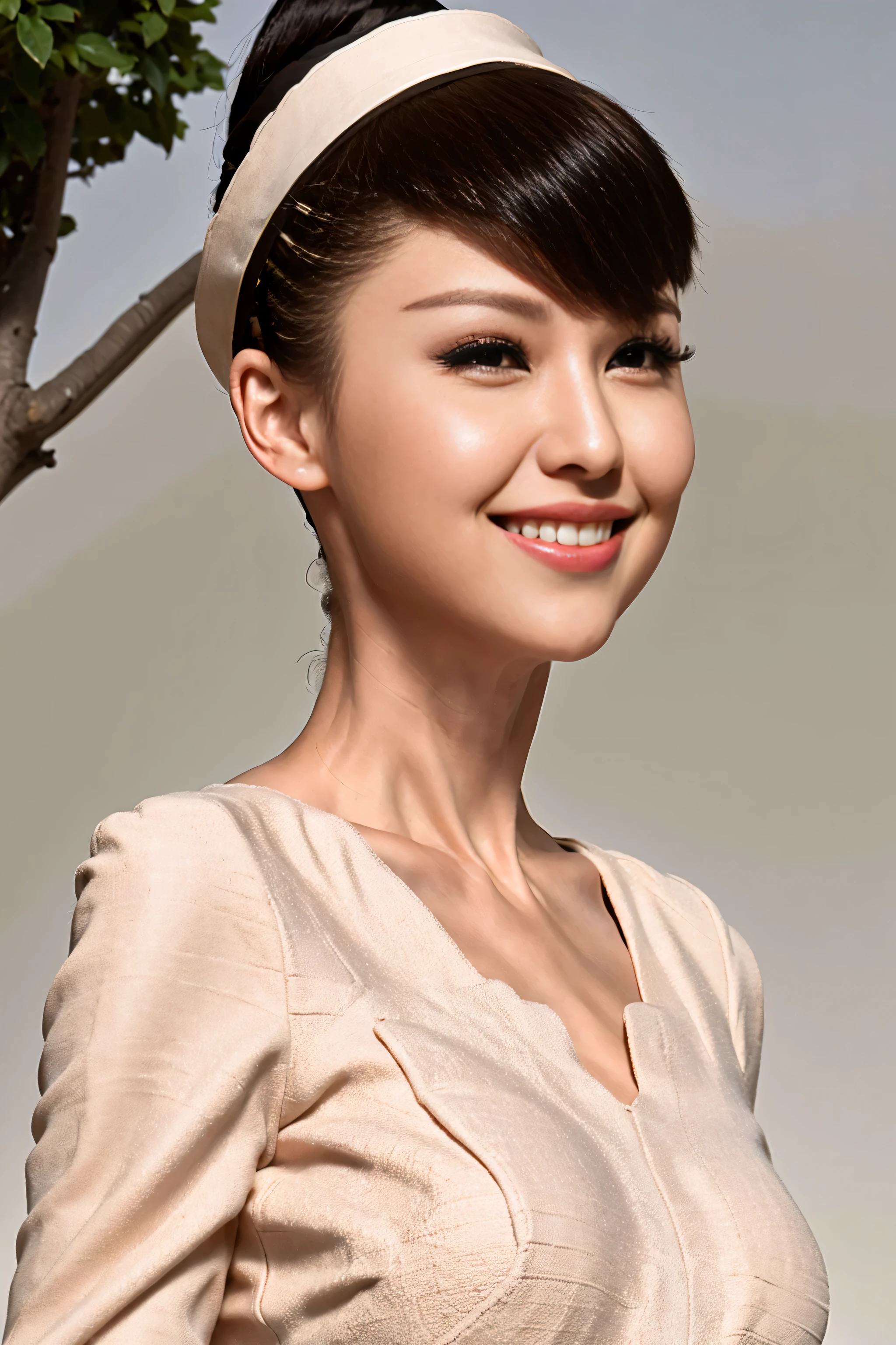 Fashion model 20 years old [[[[close up]]]], [[[[neck]]]], [[[[Shoulder]]]], perfect eyes, perfect iris，perfect lips，perfect teeth，perfect skin，White skin，Soft headlight，high-density imaging review，Face slimming type，slender nose，long black hair，（Face is clear and delicate），white casual wear，The background is outdoor，green trees and grass，best quality，masterpiece，（pastel colors：1.2）