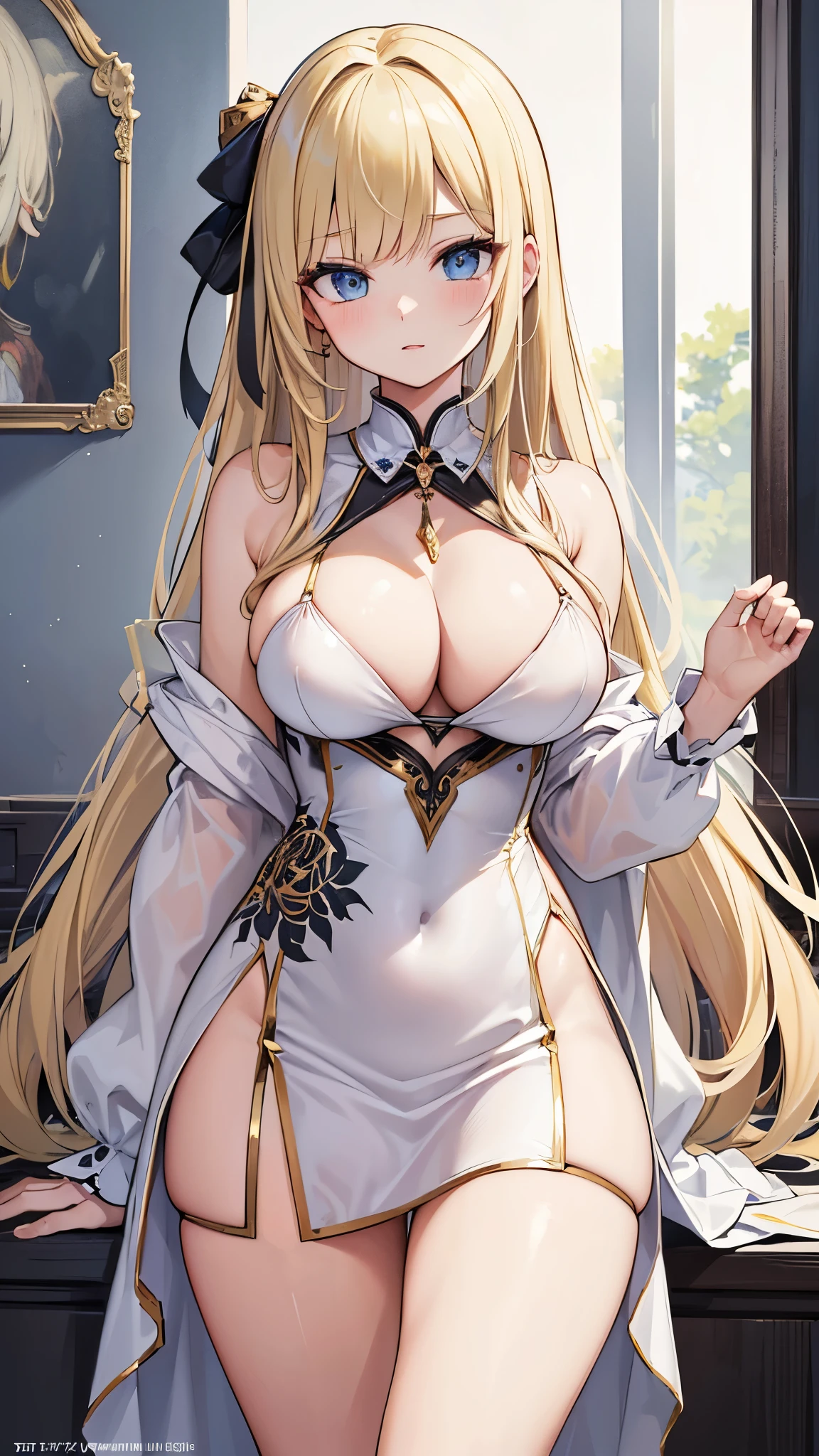 ((top quality)),((masterpiece)),((perfect face)), (ultra-detailed) more_details:-1, more_details:0, more_details:0.5, more_details:1, more_details:1.5
blonde hair、longlong hair、front view、very large breasts, H cup breasts、,Tattoo