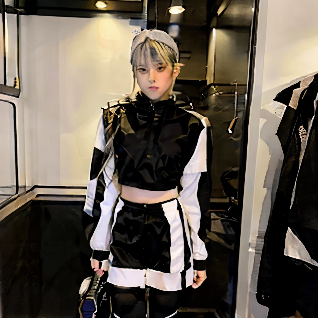 A teenage boy wearing a female outfit
