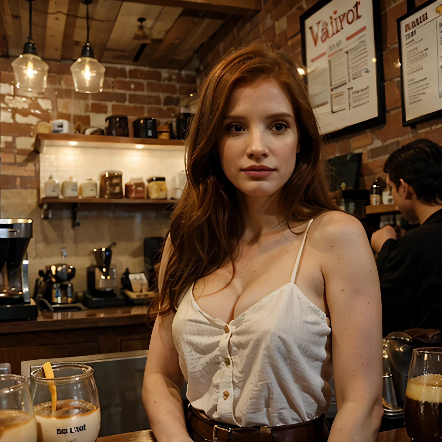 jessica chastain in a coffee shop