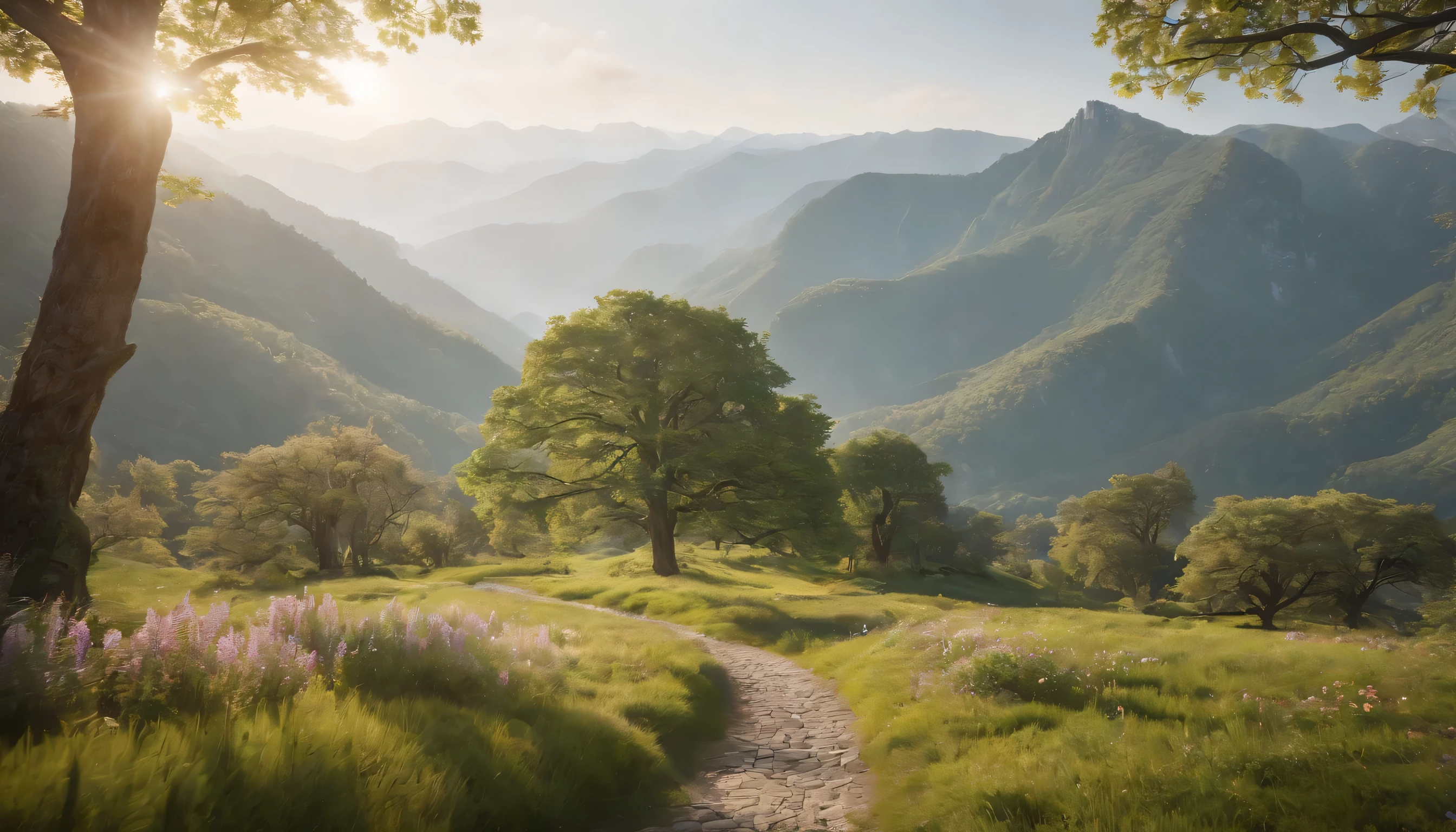 (Highly detailed CG Unity 8K wallpaper、masterpiece、highest quality、Super detailed)、(best lighting、best shadow、very delicate and beautiful)、highest quality、8K、Detailed facial depiction、masterpiece、highest quality、clear image quality、
spring mountain tree々Please take a photo in a space surrounded by fresh greenery..