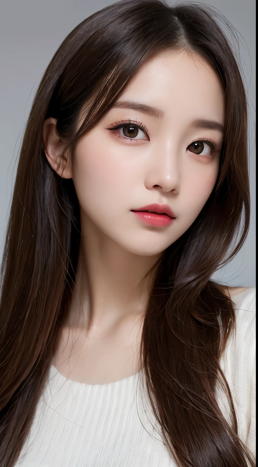 table top, highest quality, shape, Super detailed, finely, High resolution, 8k wallpaper, 完璧なダイナミックな構shape, beautiful and detailed eyes, Gorgeous winter fashion using fur,straight hair,small breasts、natural color lip,20 year old girl、cute、Sexy looking at camera,beautiful detailed face,perfect and beautiful face,KPOP idol face,japan idol face,elegant face,RAW photo,Big eyes,gal makeup,blur background