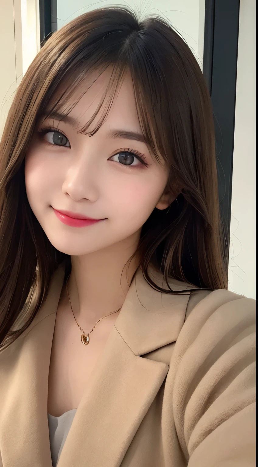 table top, highest quality, shape, Super detailed, finely, High resolution, 8k wallpaper, 完璧なダイナミックな構shape, beautiful and detailed eyes, Gorgeous and stylish black fluffy latest trend Tokyo winter clothes,ランダムなcute髪,small breasts,natural color lip, bold sexy pose,smile、20 year old girl、cute、sexy shot looking at camera,Always blur the background,perfect and beautiful face,Take only the face,beautiful and detailed face、slim face and style,Big eyes、Do gal makeup,real photos、luxury brand mink coat