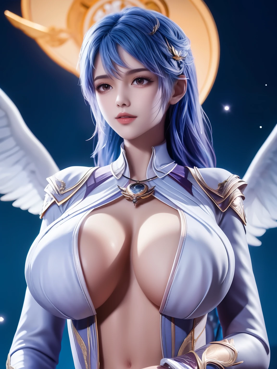 An Angel is depicted with a pale nipples and luminescent color, their skin seemingly luminescent with an otherworldly radiation. They are adorned with a pair of sparkling and beautiful wing, symbolizing their Holy nature. The scene is ethereal and enchanting, capturing the beauty and mystery of these celestial beings. Angel, pale nipples, luminescent, color, luminescent, otherworldly, radiation, sparkling, beautiful, wing, Holy, ethereal, enchanting, beauty, mystery.Upper body,whole body,,huge breasts,Show breasts,Show breasts,exposing her chest,,exposing her breasts、breasts on display,huge boobs,huge breasts,Show breasts,Show breasts,exposing her chest,,exposing her breasts、breasts on display,huge ,huge breasts,Show breasts,Show breasts,exposing her chest,