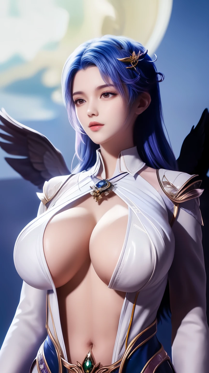 An Angel is depicted with a pale nipples and luminescent color, their skin seemingly luminescent with an otherworldly radiation. They are adorned with a pair of sparkling and beautiful wing, symbolizing their Holy nature. The scene is ethereal and enchanting, capturing the beauty and mystery of these celestial beings. Angel, pale nipples, luminescent, color, luminescent, otherworldly, radiation, sparkling, beautiful, wing, Holy, ethereal, enchanting, beauty, mystery.Upper body,whole body,huge boobs,huge breasts,Show breasts,exposing her chest,huge boobs,Show breasts,exposing her chest,huge breasts,exposing her chest,huge boobs,exposing her chest,huge ,Show breasts,exposing her chest,whole body显示,whole body显示