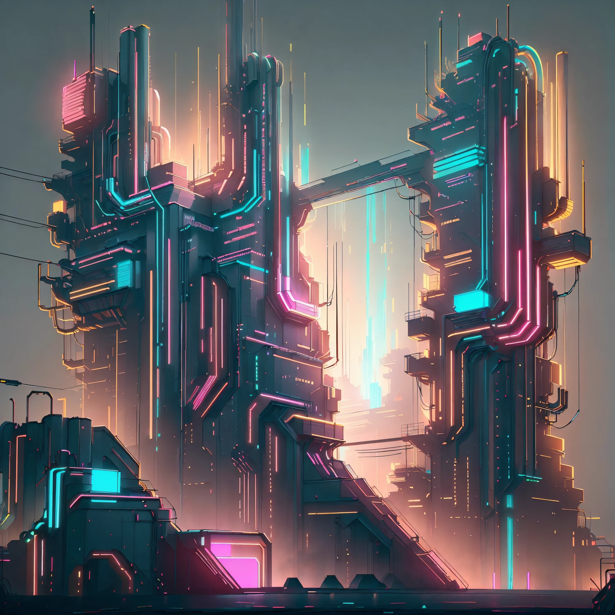 CyberPunkAI ( | neon } factory , detailed background