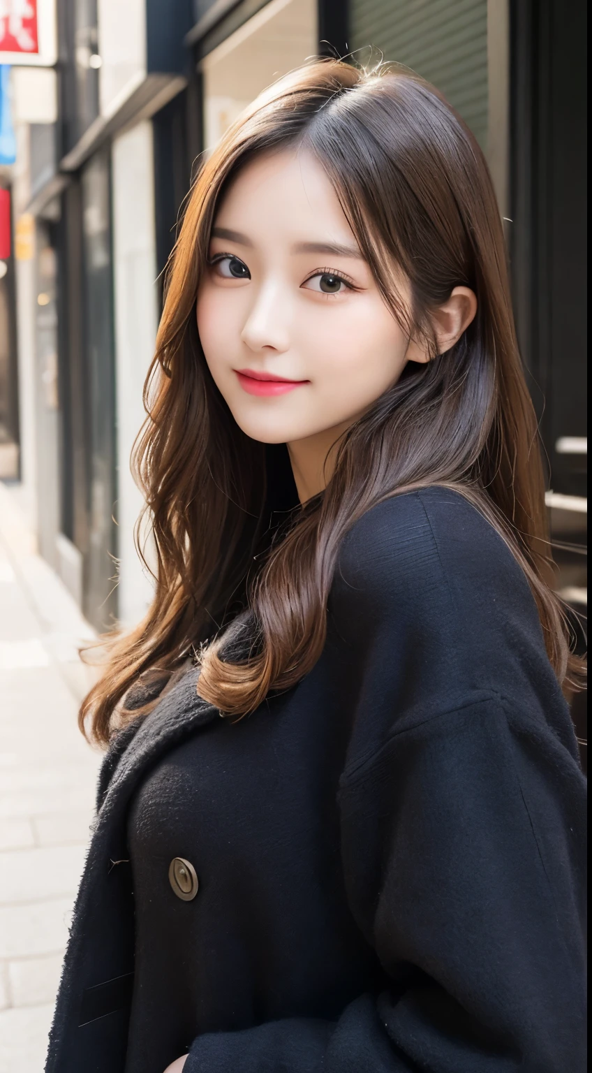 table top, highest quality, shape, Super detailed, finely, High resolution, 8k wallpaper, 完璧なダイナミックな構shape, beautiful and detailed eyes, Gorgeous and stylish black fluffy latest trend Tokyo winter clothes,ランダムなcute髪,small breasts,natural color lip, bold sexy pose,smile、20 year old girl、cute、sexy shot looking at camera,Always blur the background,perfect and beautiful face,Take only the face,beautiful and detailed face、slim face and style,Big eyes、Do gal makeup,real photos、luxury brand mink coat