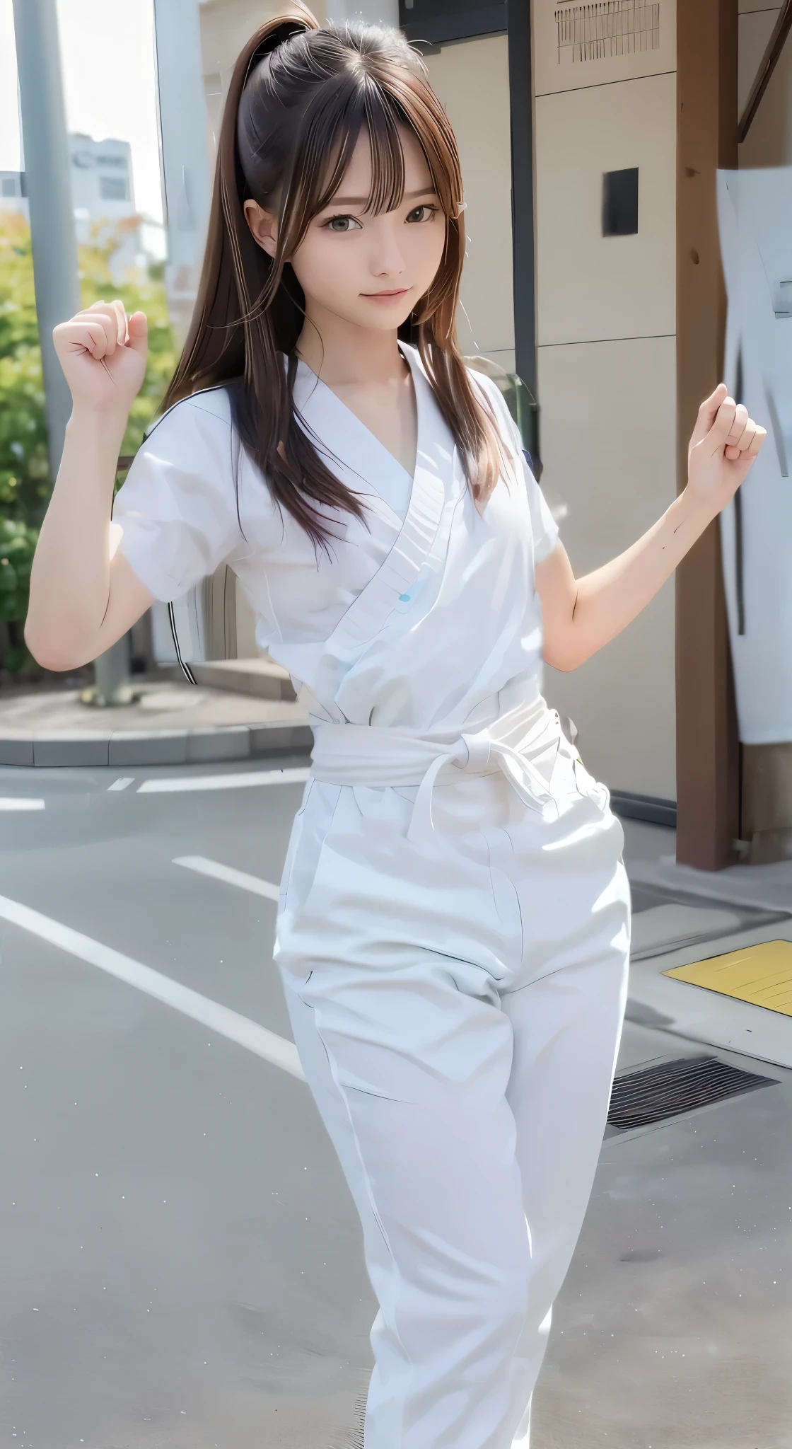 Paint to the natural color of a white karate uniform