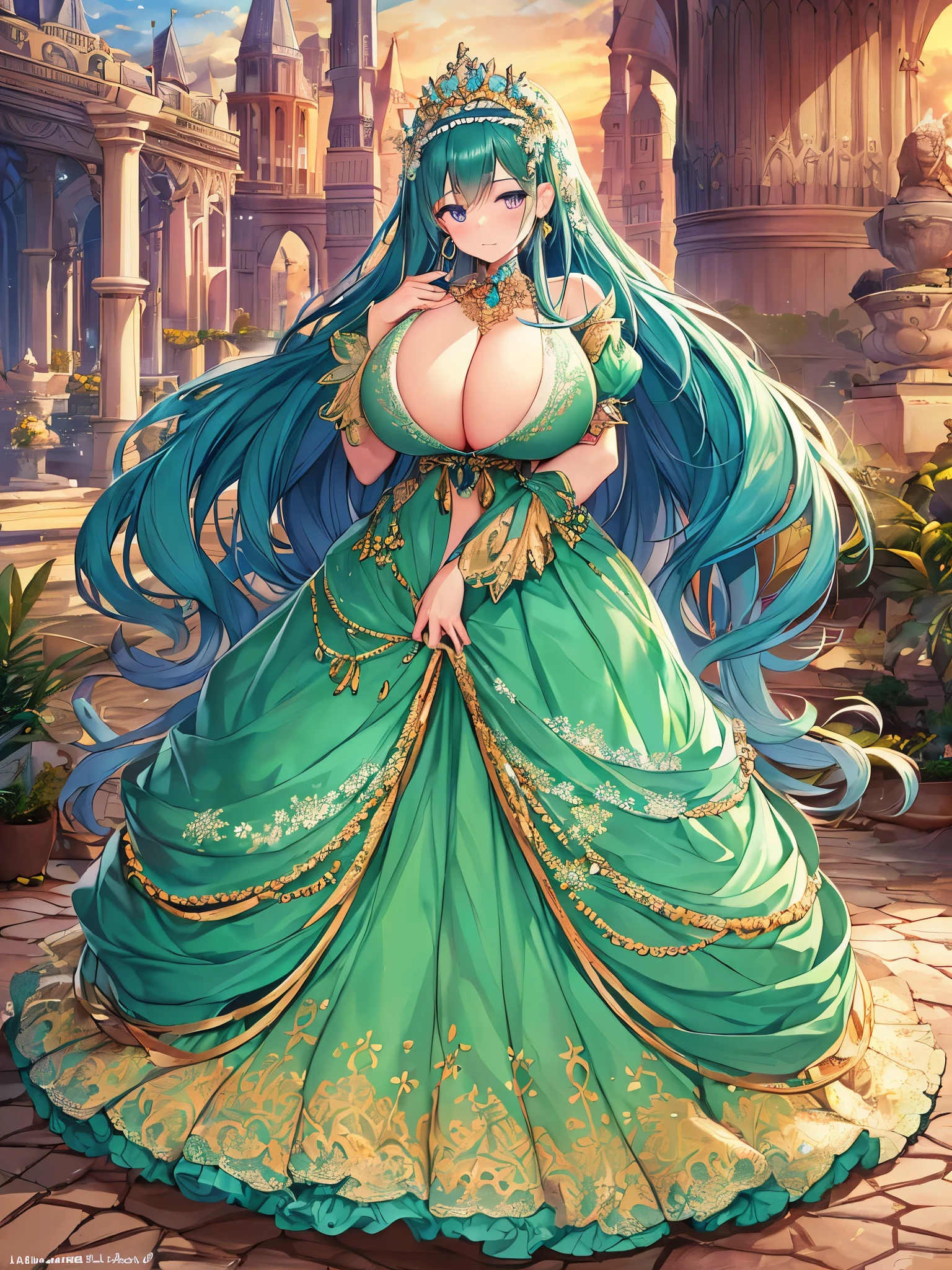 anime artstyle,Masterpiece,Best Quality,Super Detail,((Very Delicate and Beautiful)),(((1 princess in beautiful embroidery and jeweled gorgeous rococo ballgown with voluminous hoop skirt))),((Solo)),((winter garden with snow,sonw,sky)),((outdoor)),(((full body))),(very gigantic tits:1.8),((,cleavage,gigantic tits,cleavage,sagging tits)),skindentation,(detailed face and eyes),jewel-like eyes,((extremely voluminous straight Hair,Extremely Long Straight Hair)),((gorgeousfull embroidery and lace,beautiful embroidery and jeweled)),Gorgeous Gemstone Jewelry,gorgeous corsage,((gorgeous hair ornament,glitter jeweled gorgeous big tiara)),((full body)),((beautiful embroidery and jeweled gorgeous rococo ballgown with voluminous hoop skirt)),(crinoline),((winter garden with snow,sonw,snowflake,outdoor,sky)),Looking at viewer,dynamic angle,(((beautiful embroidery and jeweled gorgeous rococo ballgown with voluminous hoop skirt))),(gorgeous rococo ballgown),(full body)