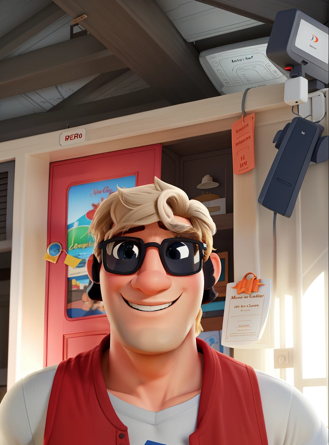 Um homem branco estilo Disney pixar, alta qualidade, melhor qualidade