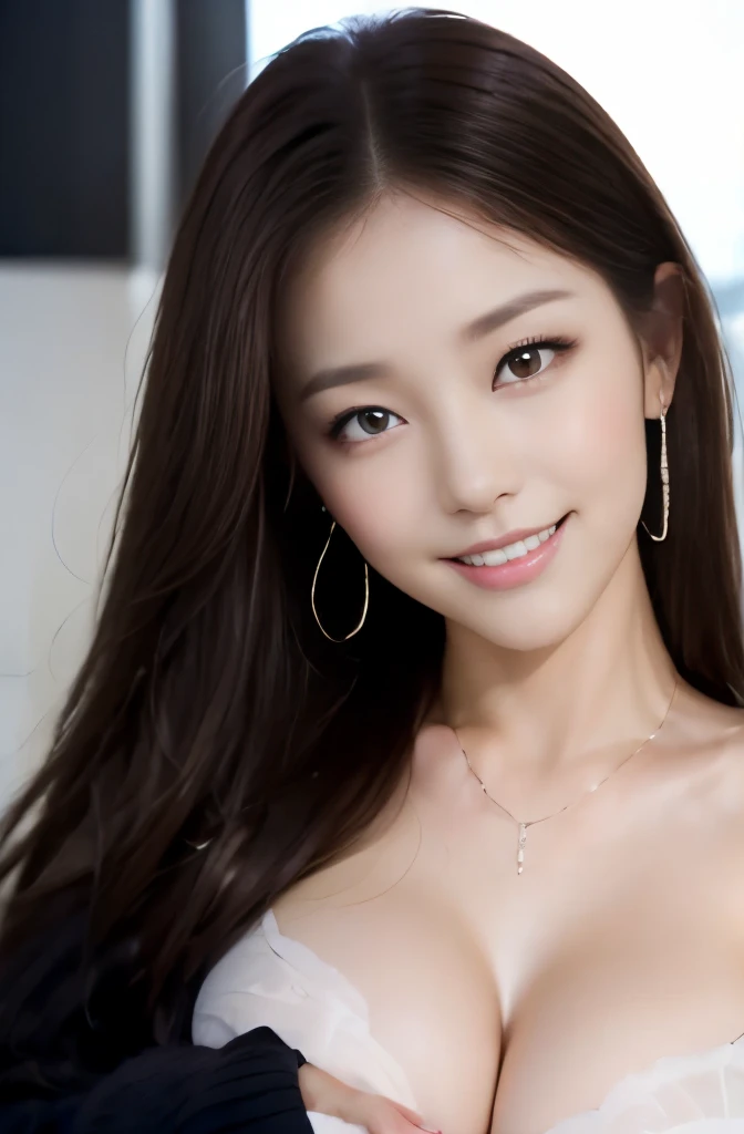 (22 year old female), (big breasts:1.3),  ((grab the viewer&#39;s hand)), Night view in the background、blue sweater、(master piece: 1.3), (maximum resolution: 1.4), (ultra high vision: 1.2), cinematic light, ultra high vision, (fine eyes and skin), (detailed facial features), NSFW, 8K resolution, perfect style, beautiful expression、Highly detailed face and skin texture、detailed eye、double eyelid、eye shadow:1.2、glitter eyeliner:1.2、thin cheeks、shiny skin、(pure white skin:1.3)、small shiny necklace and earrings,glossy lips:1.2、((full body shot:1.2))、((from a very intimate distance:1.2))、(straight hairstyle、dark brown hair)、long hair、(very affectionate smile:1.3)、From above