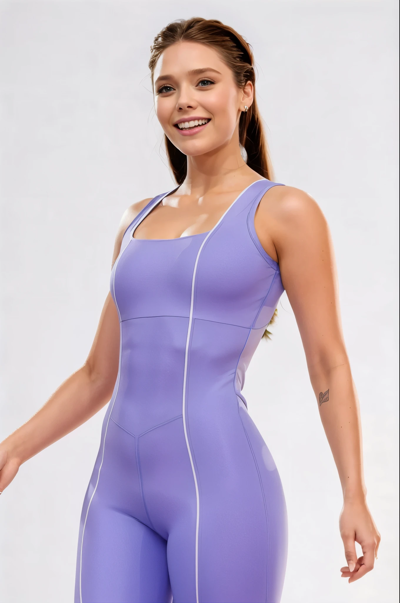 Elizabeth Olsen with a tight spandex bodysuit