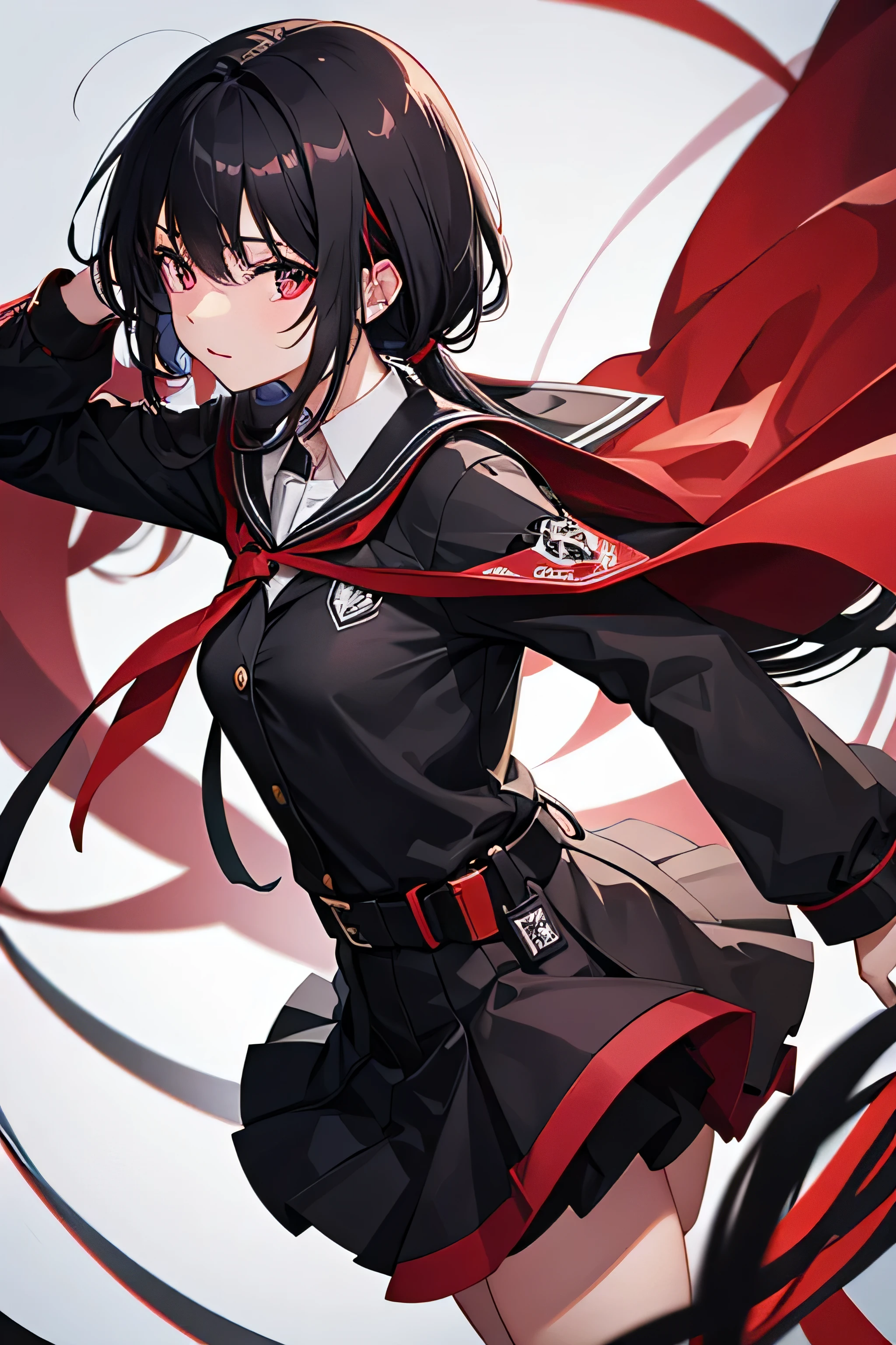 8k, masterpiece, high-quality, Ayano Aishi, yandere simulator, 18 year old girl, japanese, school uniform, black hair, black pupils, assassin, bloody, high detailed