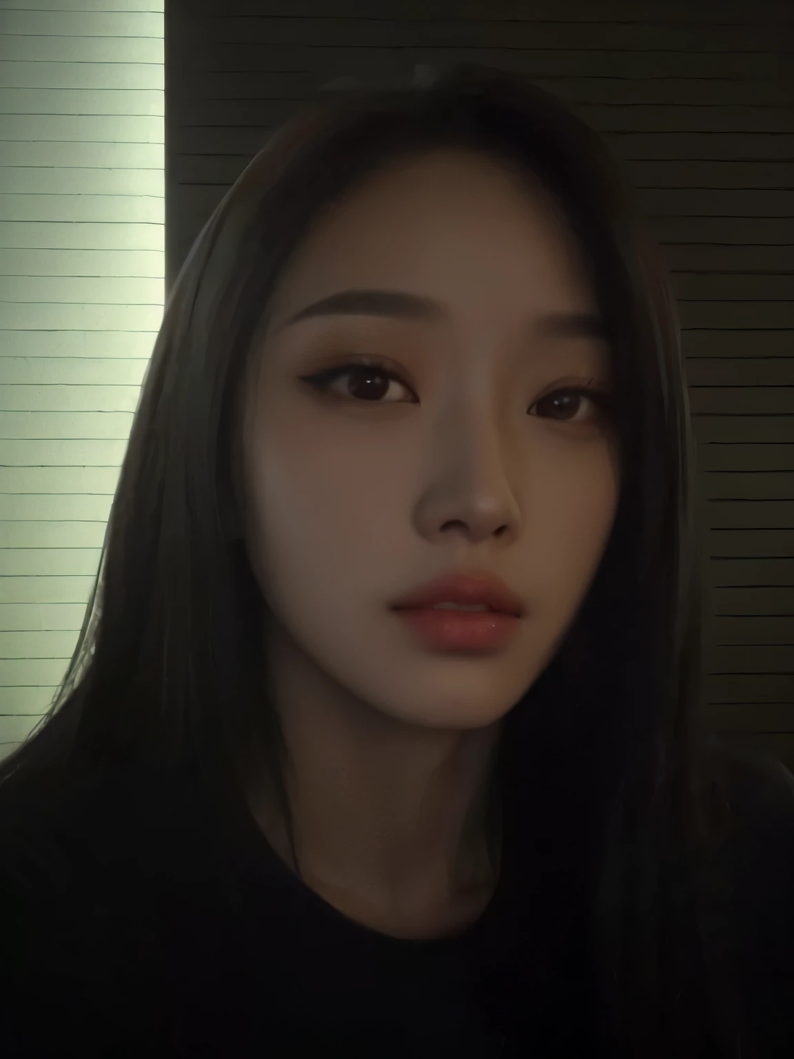 Arafed Woman with long hair and a black shirt looking at the camera, jaeyeon nam, heonhwa choe, pale korean adorable face, jossi de blackpink, muchacha coreana, sol yunjoo, portrait of jossi de blackpink, Jinyoung Shin, joven y adorable rostro coreano, 19 year old girl, lee ji - eun, lee ji-eun