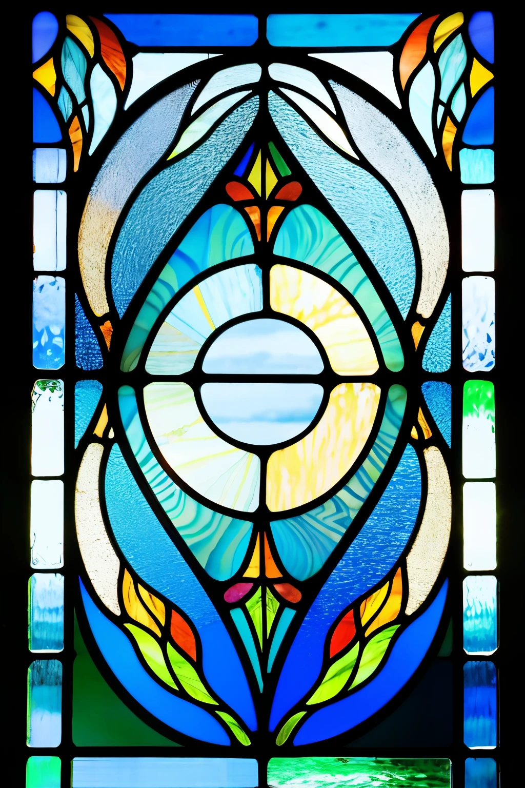 Geometric stained glass pattern ,abstract, Short and simple to make in the style of Freiburger Künstler Yoki, in a single mock-up