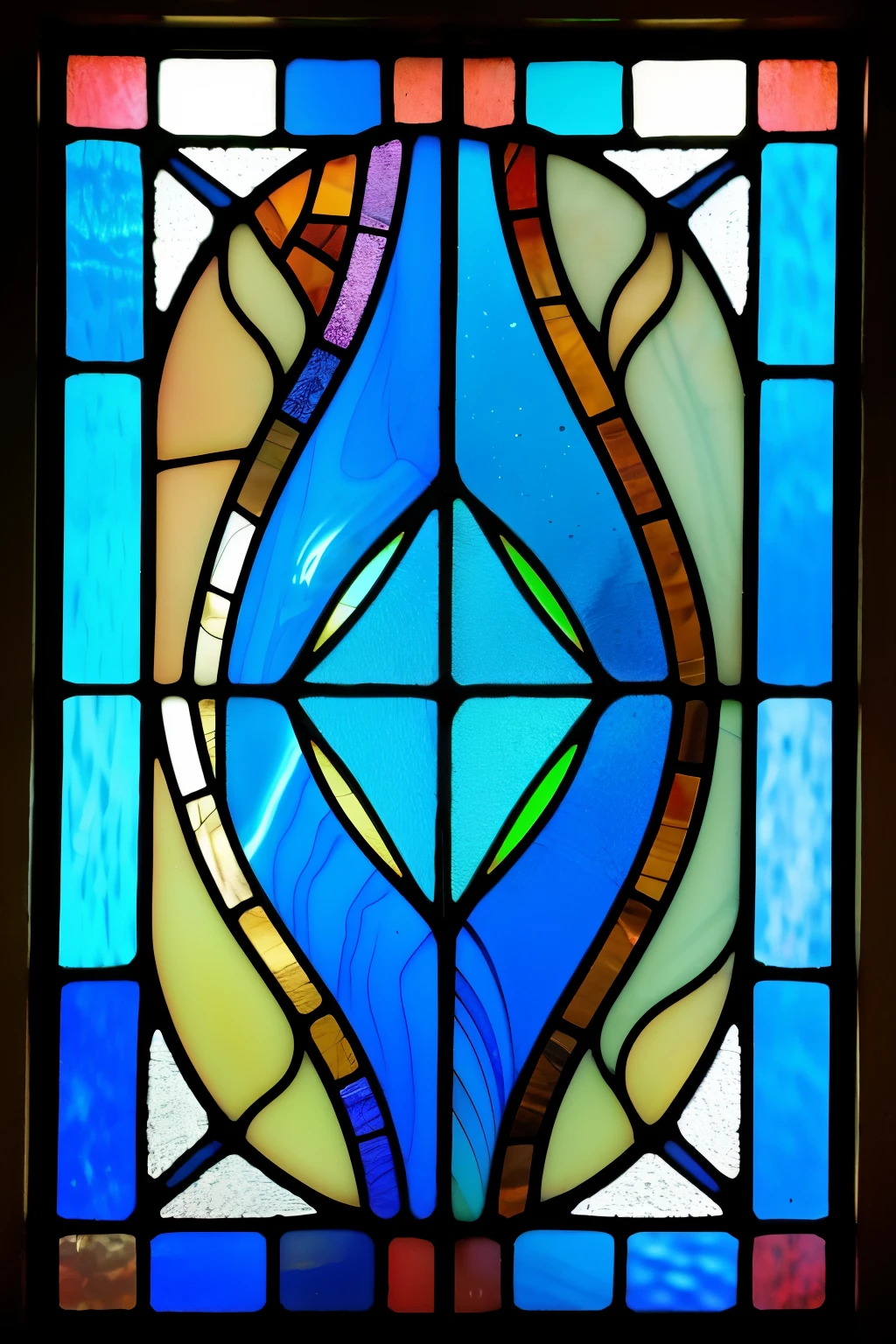 Stained glass with moon motif