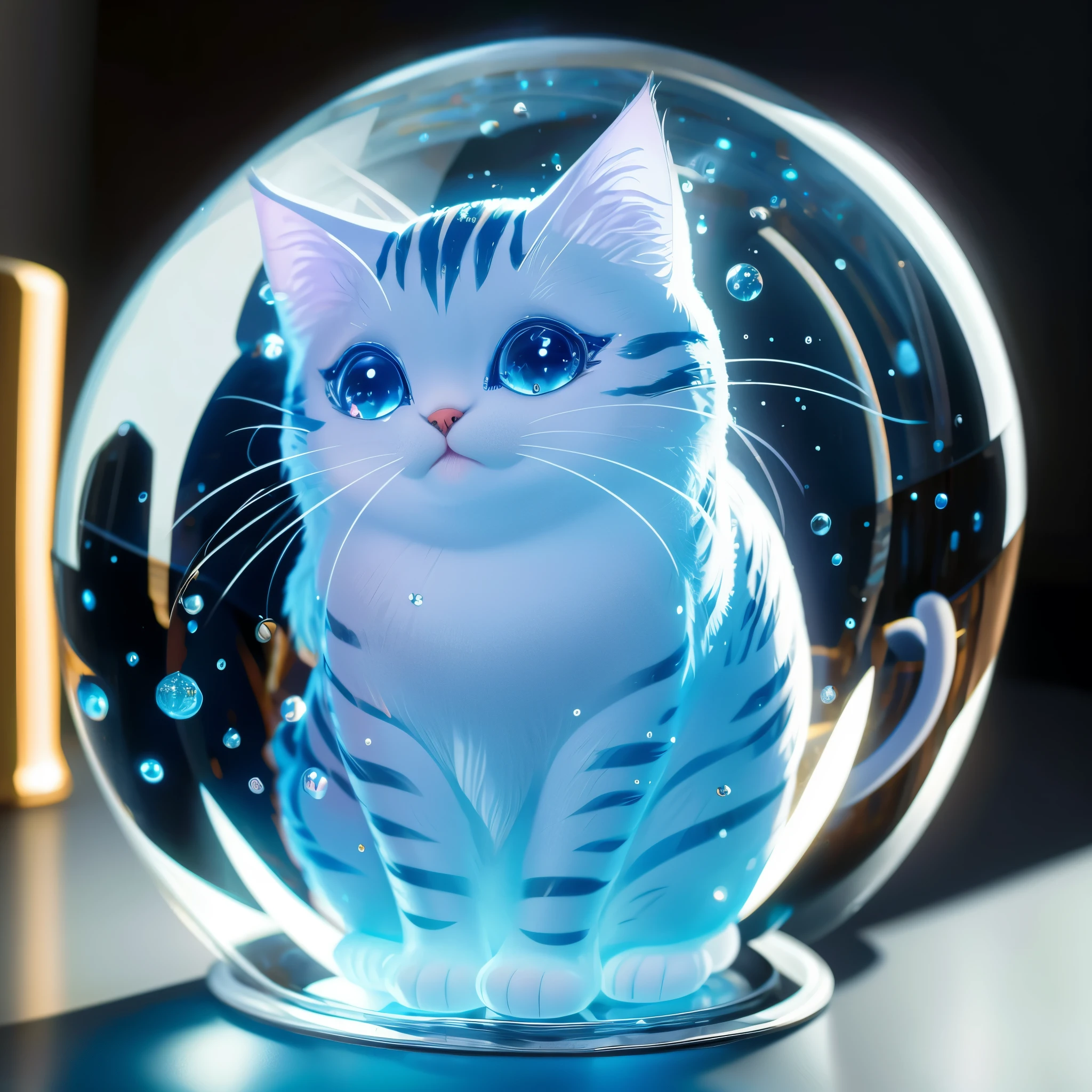 Jelly formed cat，Dreamy elements（（（masterpiece）））， （（best quality））， （（intricate details））（8k）
