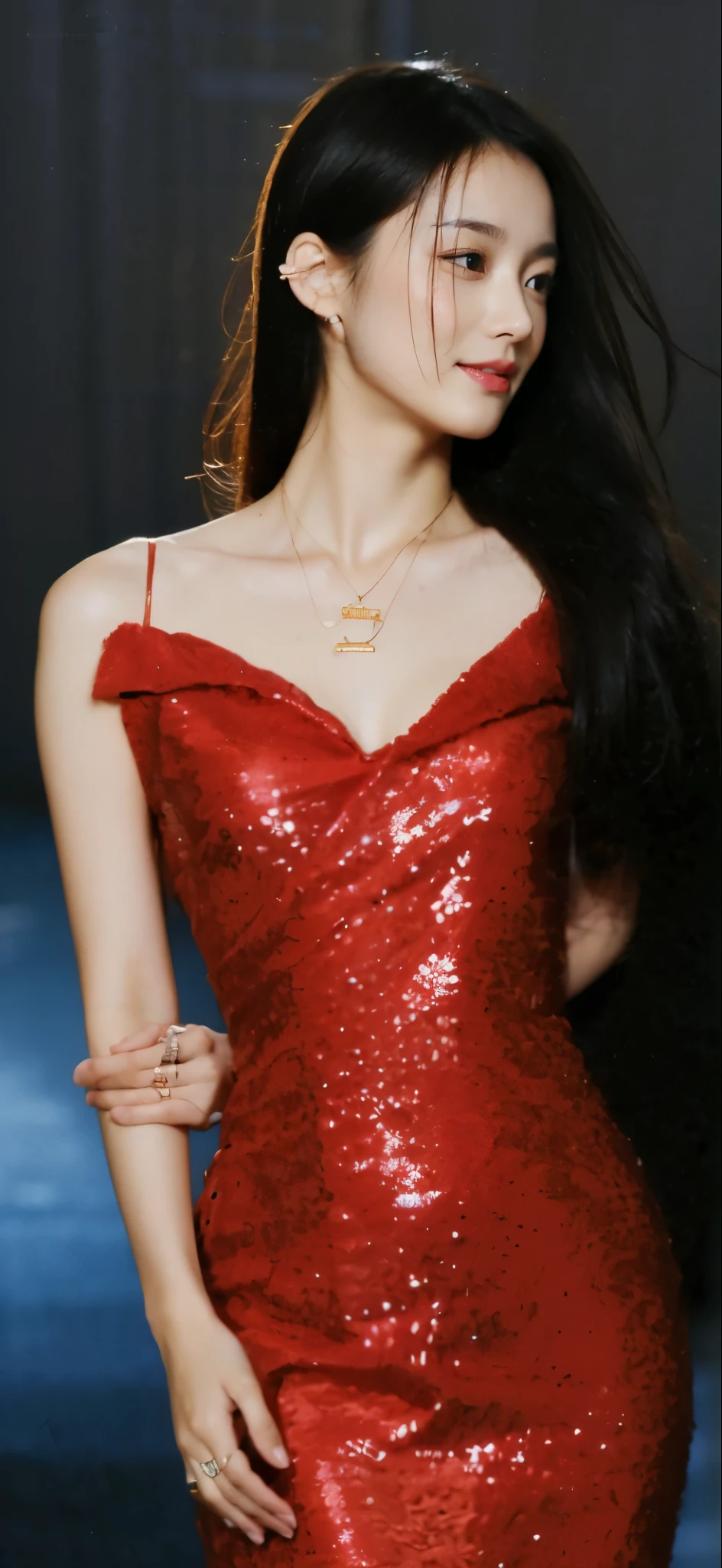 ((​Masterpiece, Top image quality, high resolution、alone、shiny skin))(on the table, best quality, actual, super detailed, meticulous, high resolution, 8k wallpaper), Close-up portrait of a beautiful woman, Chariada, smiling, light brown messy hair, Perfect dynamic composition, 美丽meticulous的眼睛, Just like the cover of a fashion magazine, on campus，wearing gold glasses