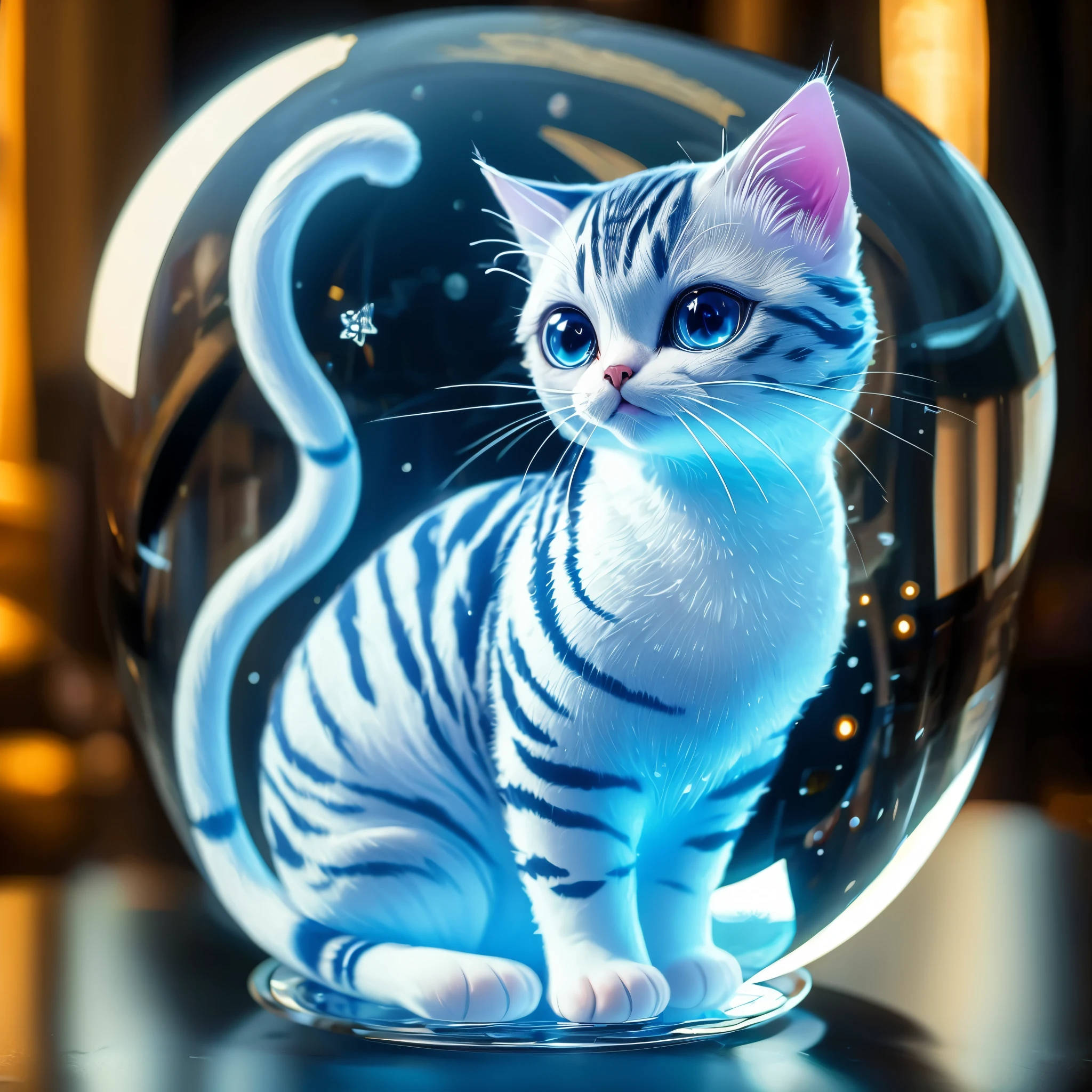 Jelly formed cat，Dreamy elements（（（masterpiece）））， （（best quality））， （（intricate details））（8k）
