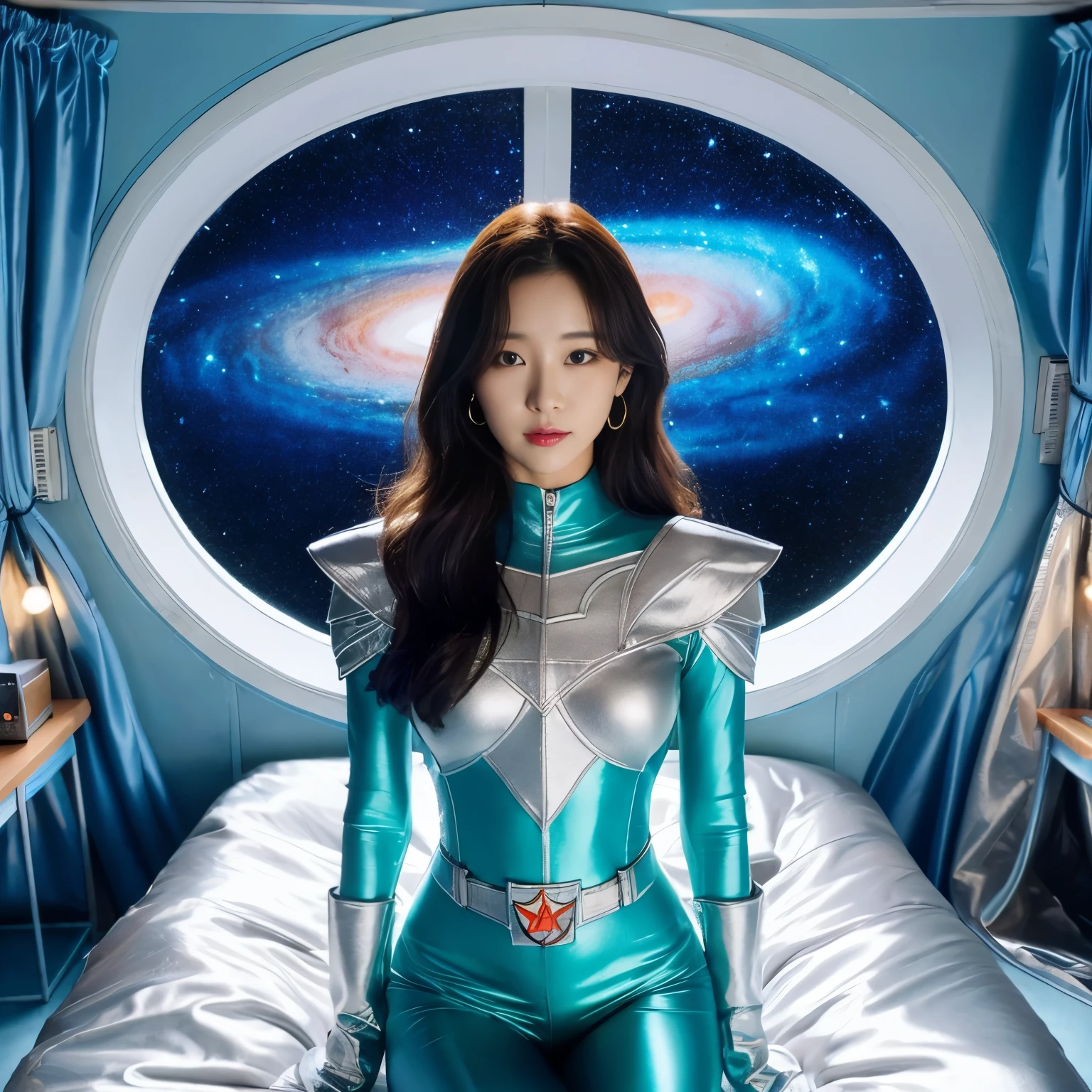 best image quality、Super high resolution、(realism:1.4)、Korean beauty star、The most beautiful KPOP star、face、Horny Korean makeup、erotic expression、A body that makes you want to touch it、Erotic photos、Realistic satin fabric texture、Costume made of stretch satin fabric that is smooth to the touch、The drape of the curved part of the satin fabric、Strong luster of costume、costume quality、8K photo quality、Costume made of high-quality satin fabric with high density、Super-class battle leather cloak with a smooth texture、Super Sentai Women's Heroine Suit、Super-class battleship shiny costumes、Texture of costumes that satin fetishists respond to、Thin, glossy stretch satin fabric、