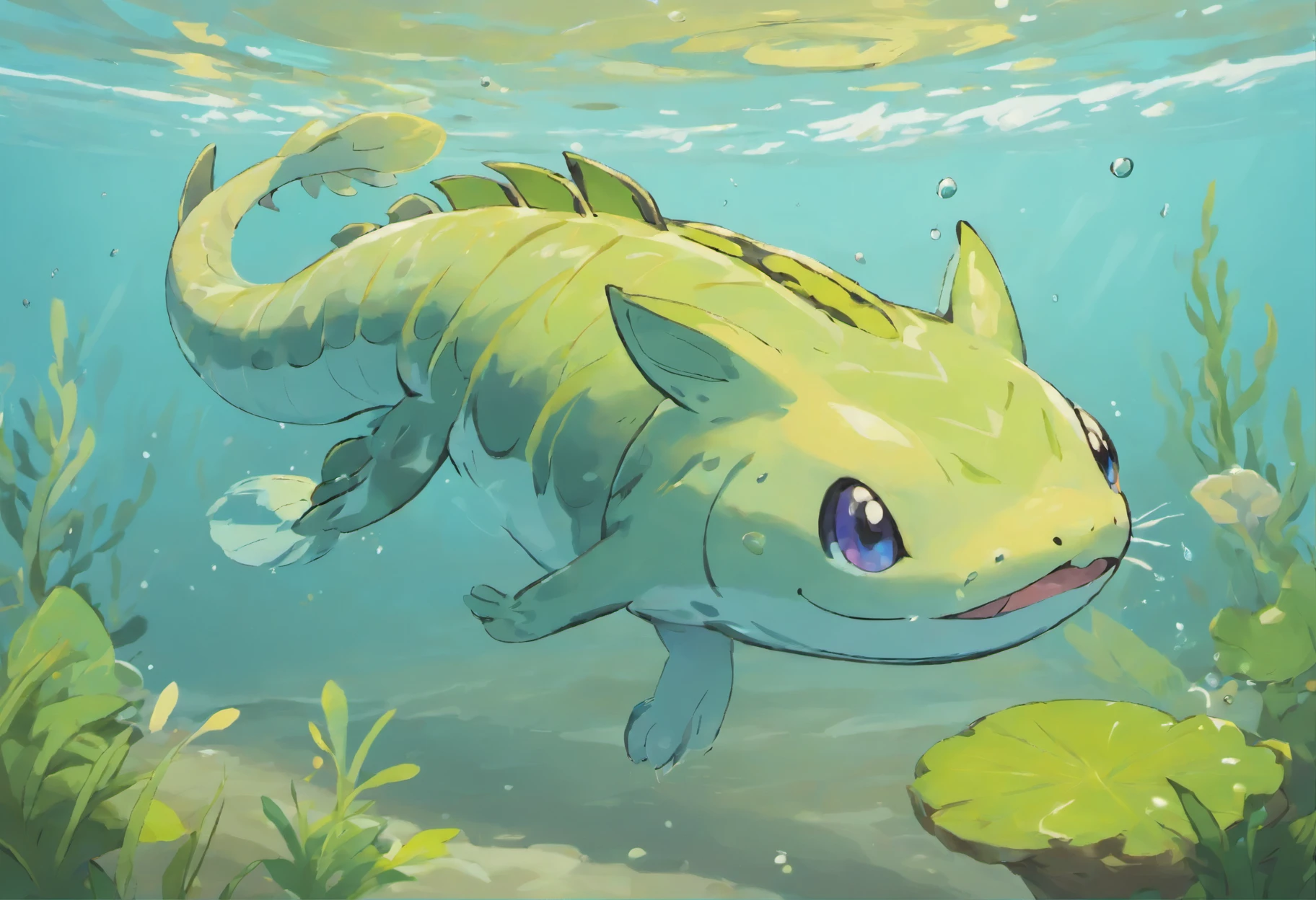 Epic Mythical Adult Catfish, Long Eel Like Body, Dragon Whiskers, Four Leg, Muddy Feet , i side the water, Swimming