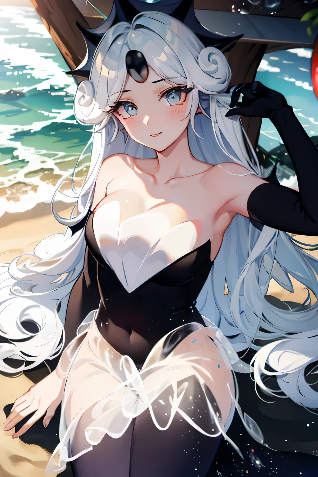 black pearl cookie, beautiful, sexy, mermaid, on beach