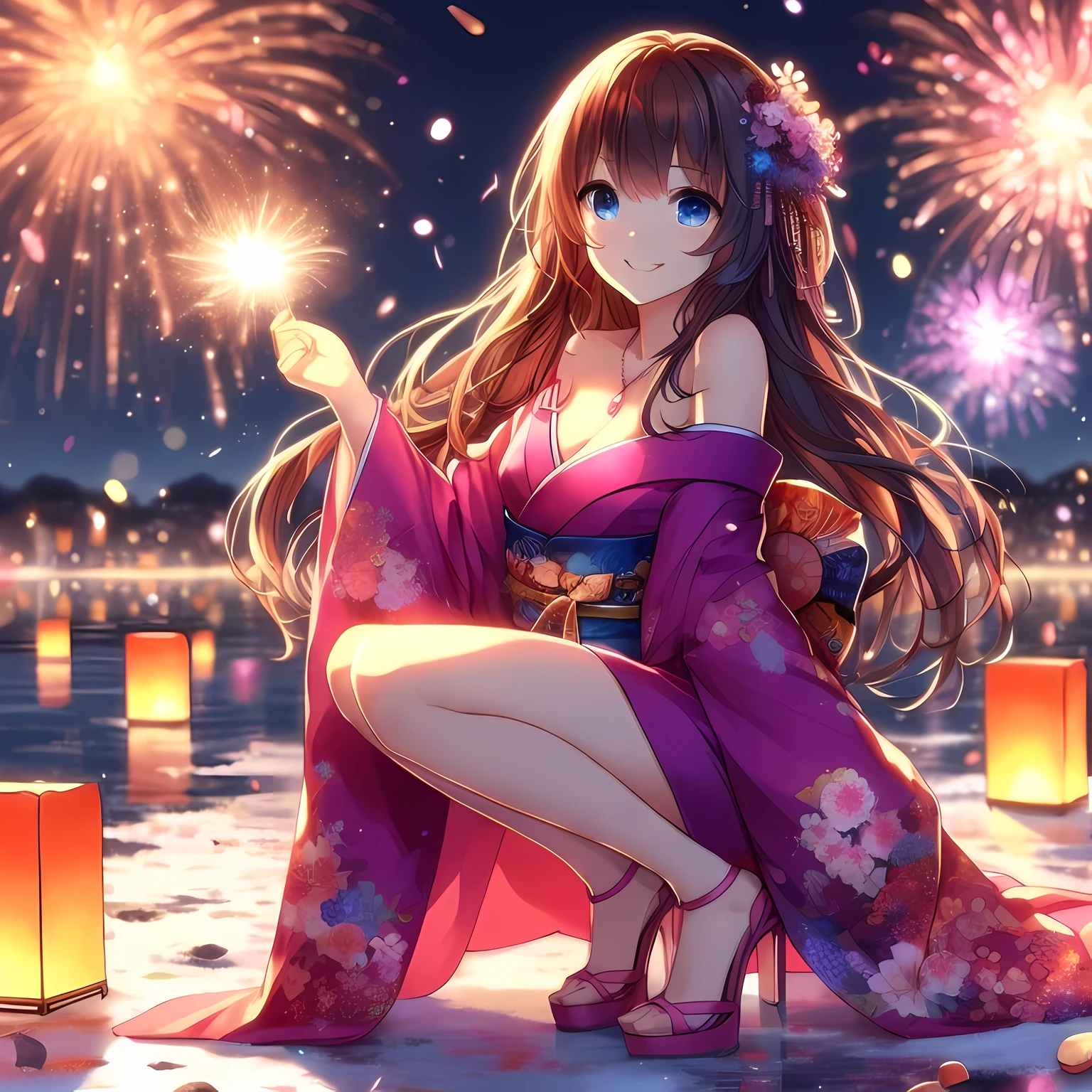 Wearing a kimono、Anime girl with lantern on background, anime style 4k, 4kanime wallpaper, anime wallpaper, anime wallpaper4K, anime wallpaper4k, hd anime wallpaper, Beautiful anime girl, Beautiful anime, night nucleus, Anime Art Wallpaper 4k, anime art wallpaper 4k, 4k comic wallpaper, anime art wallpaper 8k