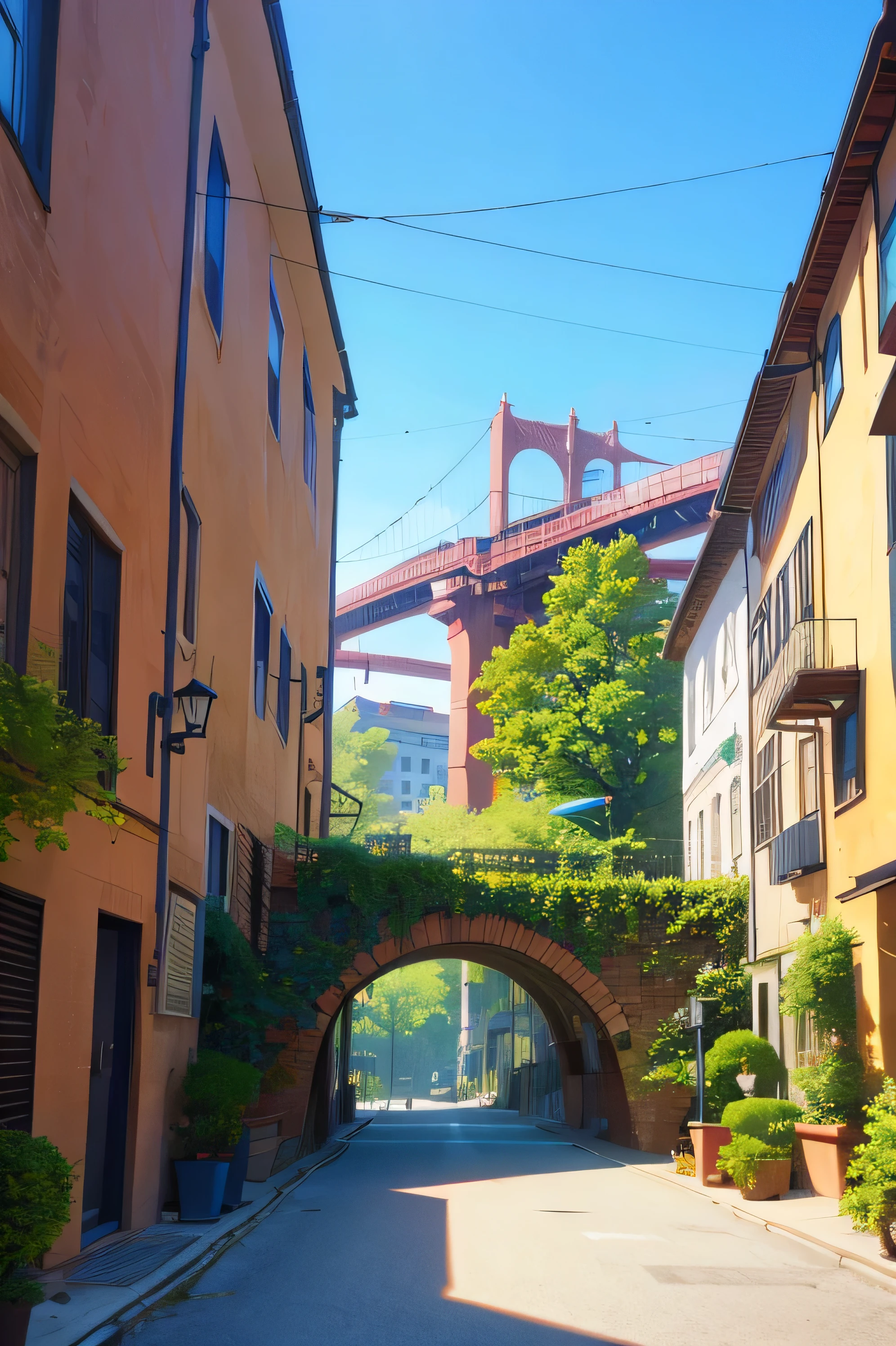 buildings, rue ,4k, couleurs,pont, plantes,