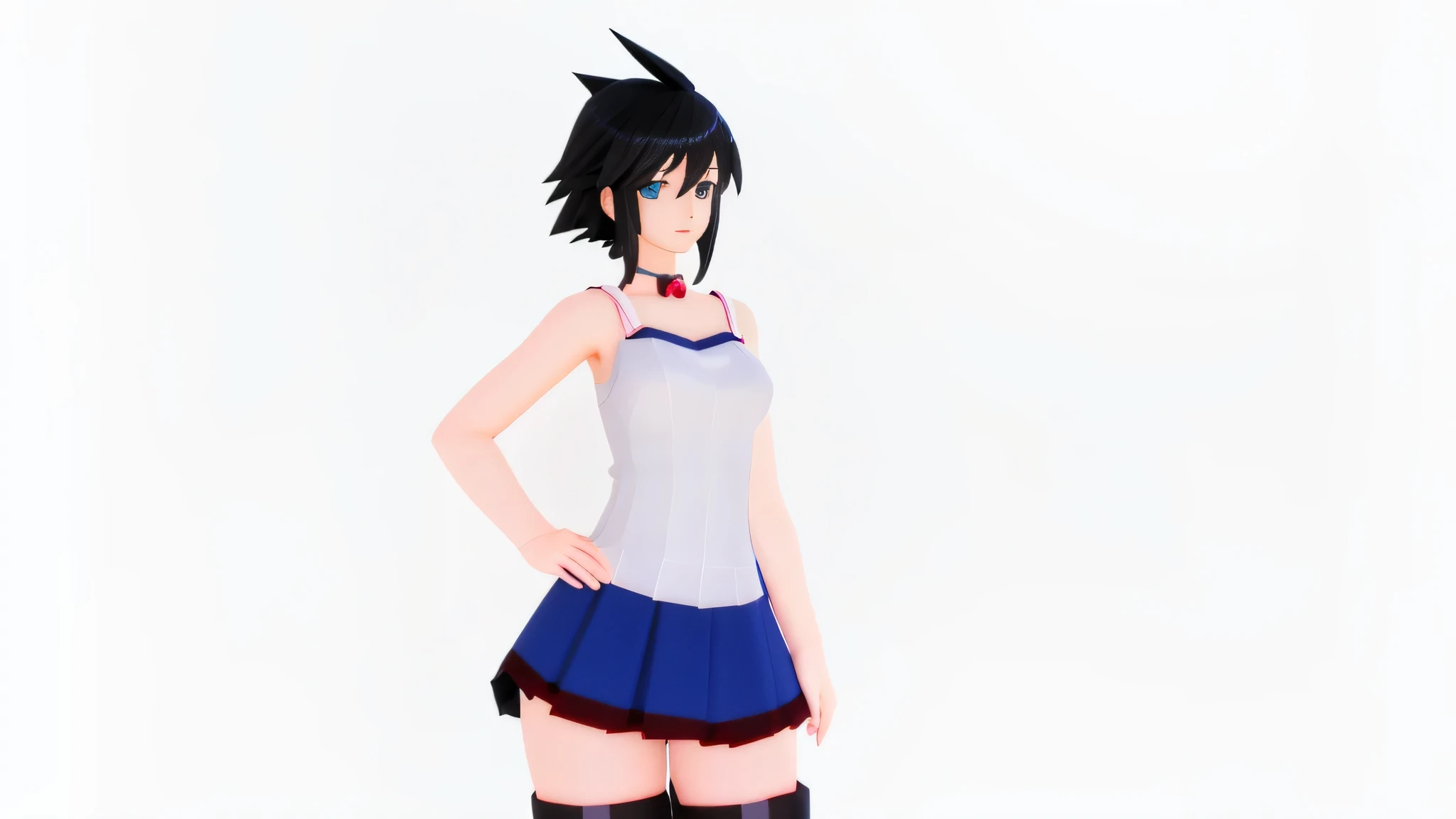anime girl in a short skirt and stockings posing for a picture, anime styled 3d, 3d anime girl, render of a cute 3d anime girl, fubuki, ( ( 3 d render ) ), ( ( ( ( 3 d render ) ) ) ), anime moe artstyle, gapmoe yandere, anime style. 8k, in dress