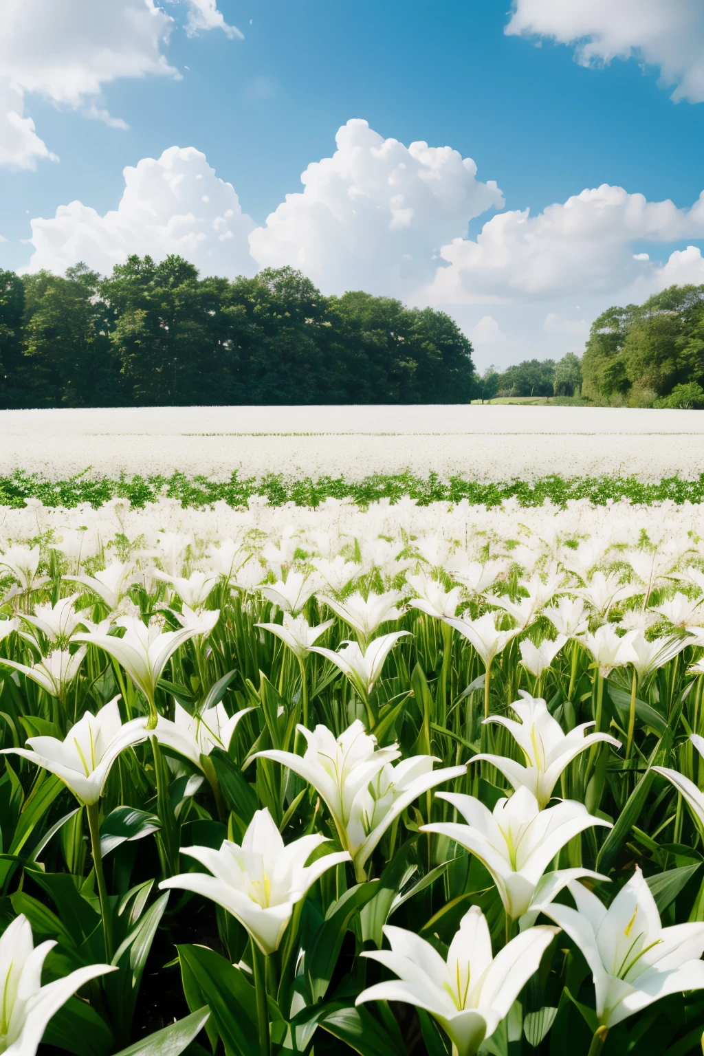 lily　field　white　background