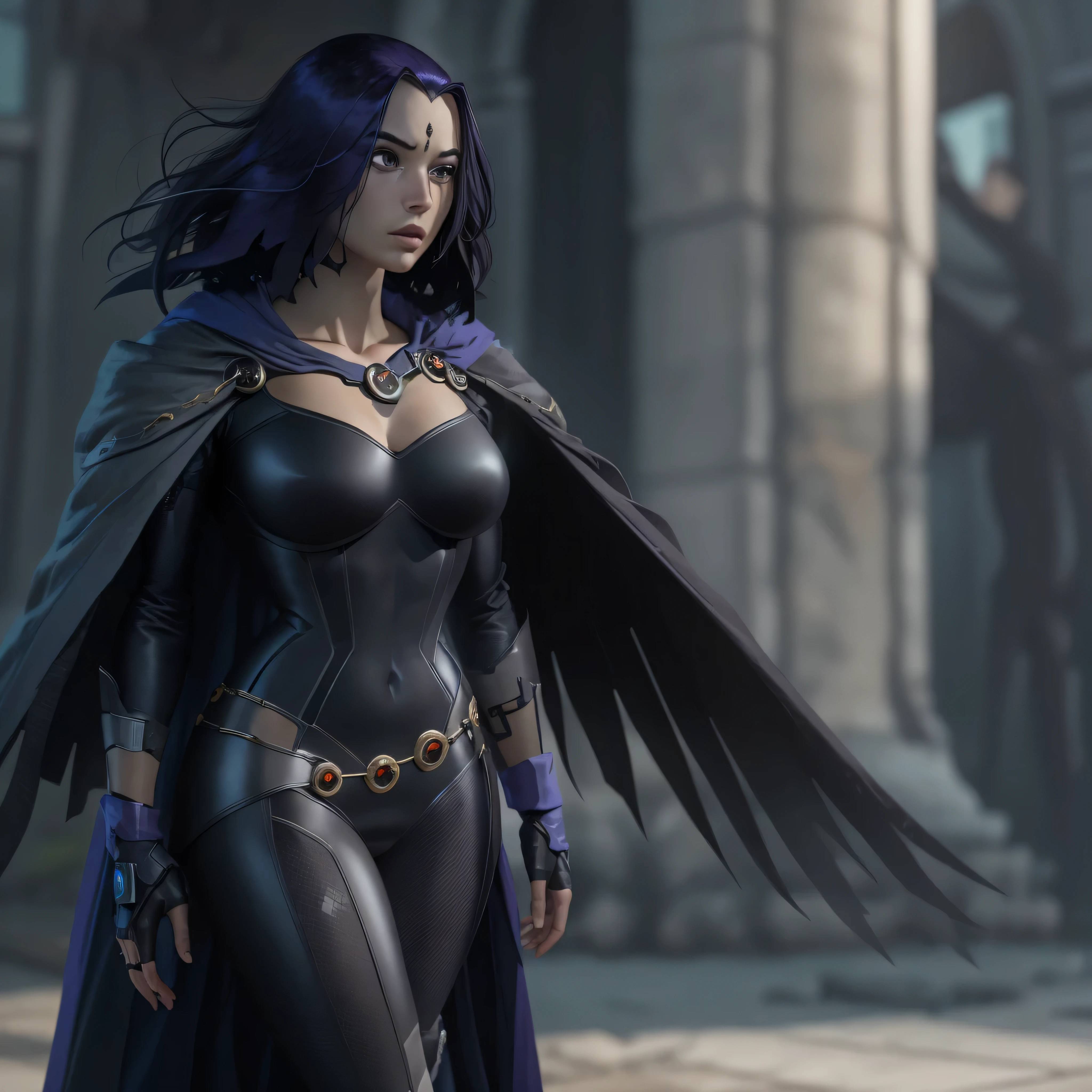 Full body image, DC Comic's, Raven, photo-realistic, octane render, unreal engine, ultra-realistic