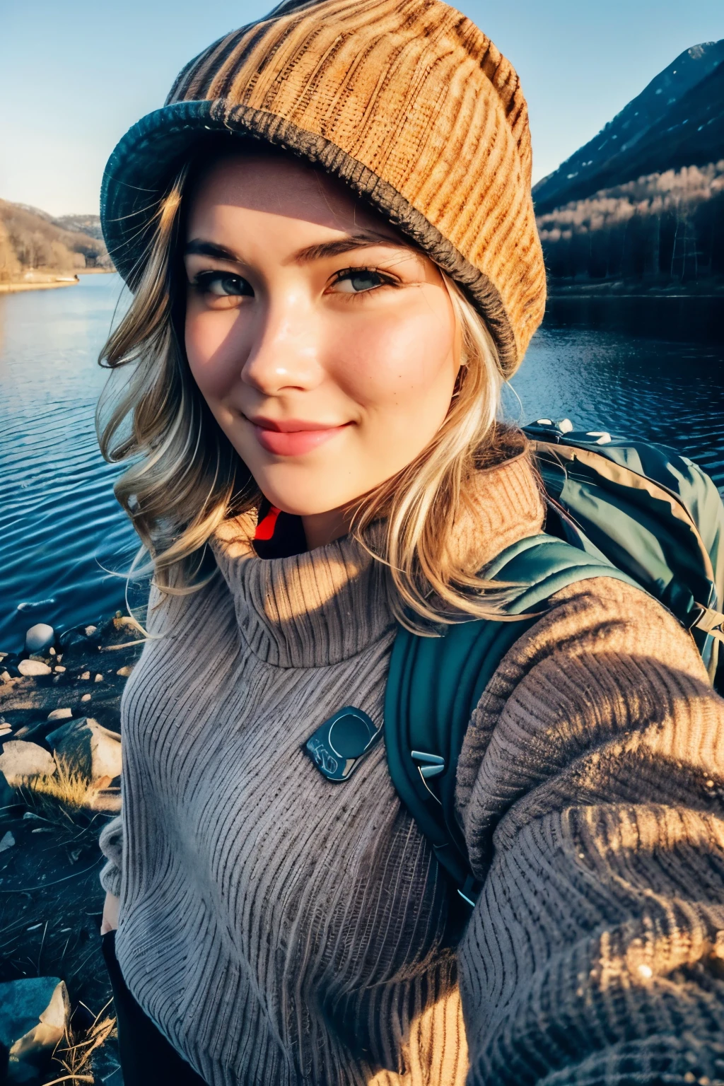 VeronicaCipher ((upper body selfie, happy)), masterpiece, best quality, ultra-detailed, solo, outdoors, (night), new york city, (stars, moon) cheerful, happy, backpack, sleeping bag, camping stove, water bottle, mountain boots, gloves, sweater, hat, flashlight, forest, rocks, river, wood, smoke, shadows, contrast, clear sky, analog style (look at viewer:1.2) (skin texture) (film grain:1.3), (warm hue, warm tone) :1.2), close up, cinematic light, sidelighting, ultra high res, best shadow, RAW, upper body,  , wearing pullover
kodak vision 3,