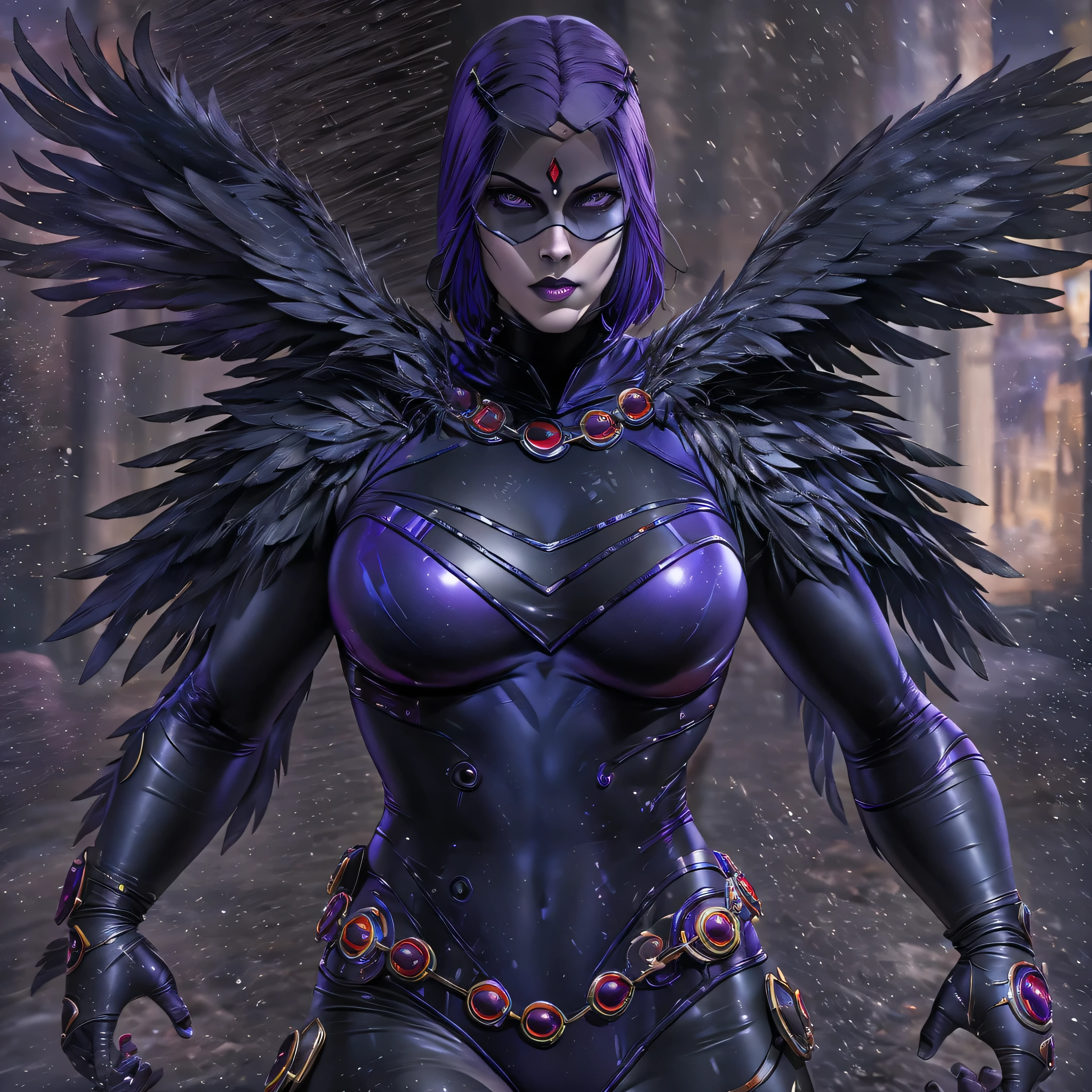 Full body image, DC Comic's, Raven, photo-realistic, octane render, unreal engine, ultra-realistic