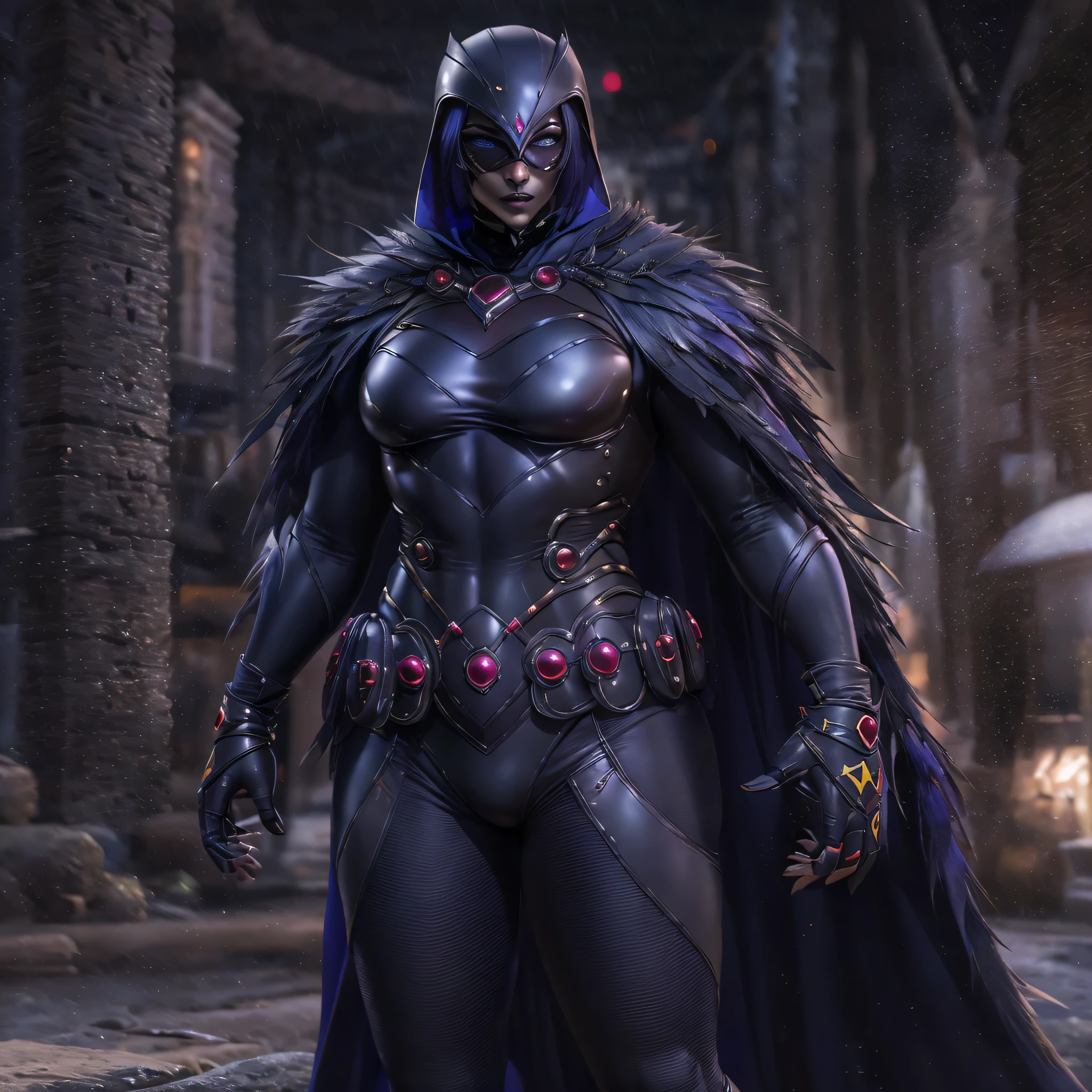 Full body image, DC Comic's, Raven, photo-realistic, octane render, unreal engine, ultra-realistic