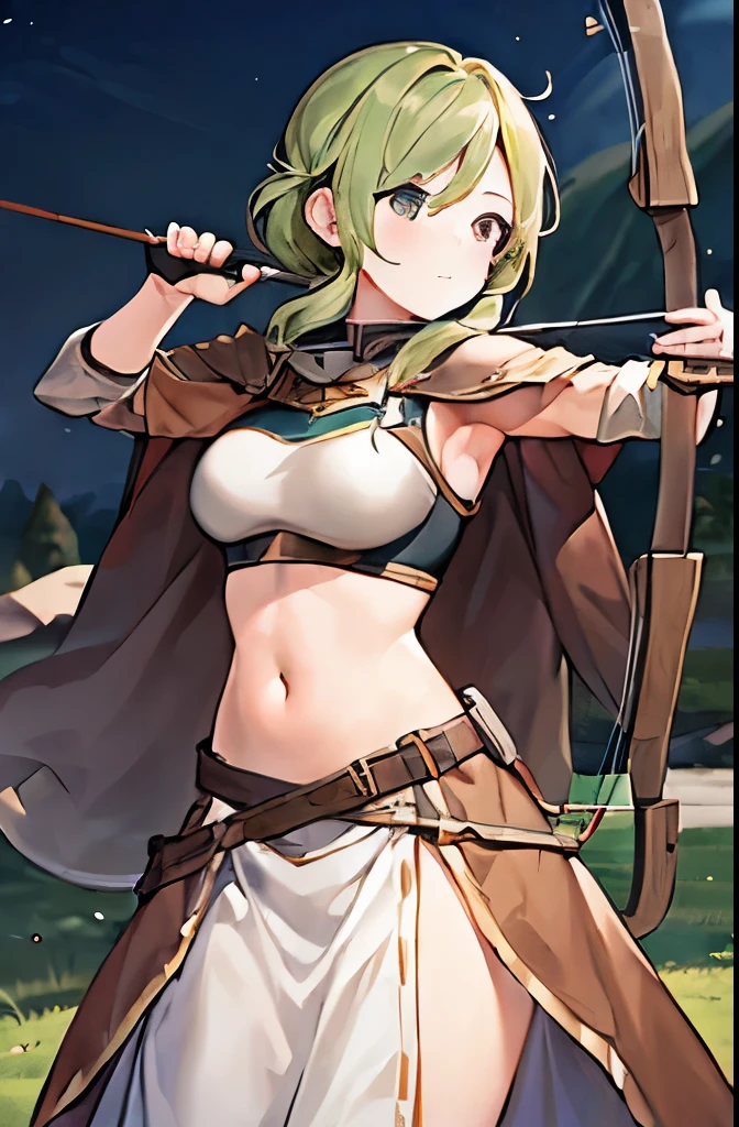 flat chests, nsfw, masterpiece, 1 girl, erect nipples, intricately detailed, topless, navel, bare shoulders, necklace, blonde hair, embarassed, scottish skirt, leather belt, mountainous horizon, mountains, lake, blue sky, extremely detailed, photorealistic, octane render, 8 k, unreal engine, bare breasts, nipples, aqua eyes, carrying spear, bare stomach, sweaty, people on background, moist breath, , arm strap, 1 side braid, tartan