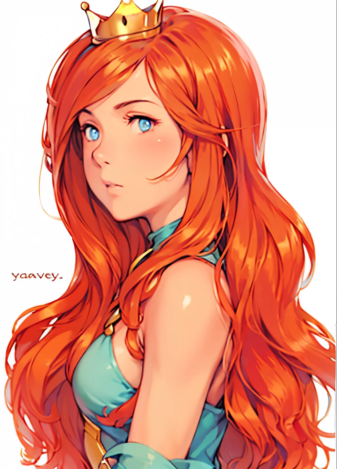 yoshida akihiko, 1girl, bravely default: flying fairy, bravely default \(series\), blue eyes, crown