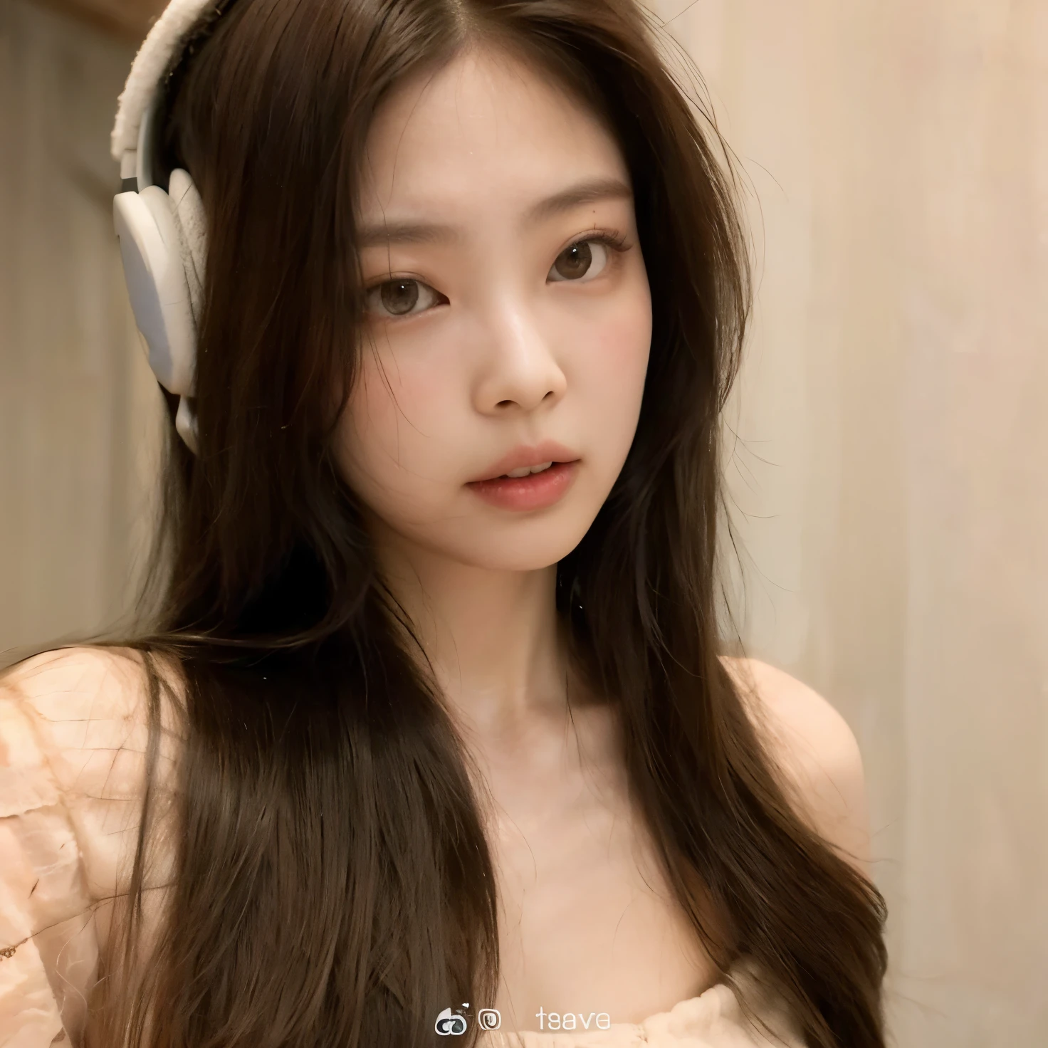 jennie kim blackpink face com fones de ouvido 
