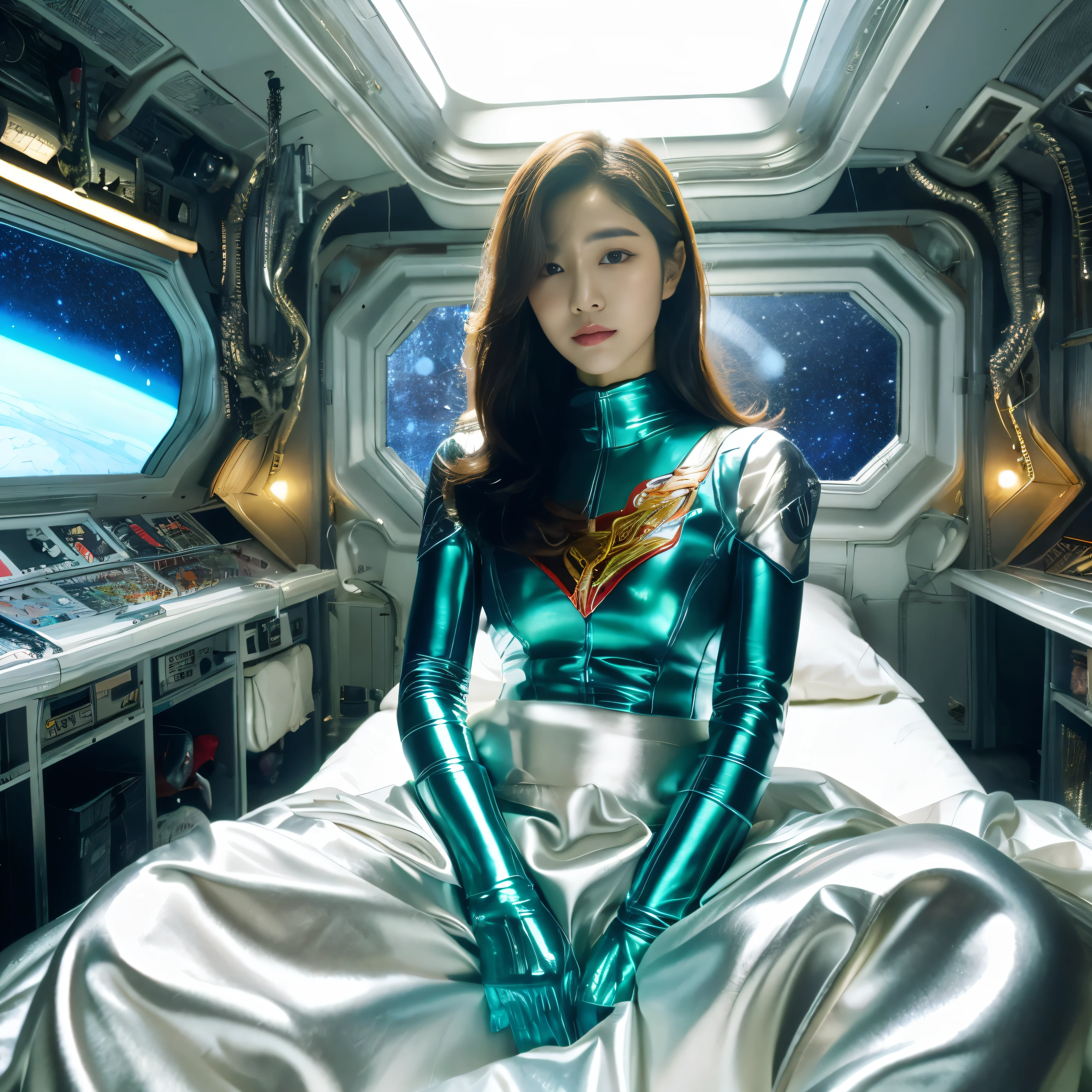 best image quality、ultra high resolution、(realism:1.4)、korean beauty star、The most beautiful KPOP stars、face、horny korean makeup、erotic expression、A body that makes you want to touch it、Erotic Photography、Realistic satin fabric texture、Costume made of stretch satin fabric that is smooth to the touch.、The drape of the curved parts of the satin fabric、Strong luster of costume、costume quality、8K photo quality、Costume made of high-density, high-quality satin fabric、Ultra-luxury battle leather cloak with smooth texture、super sentai woman&#39;Heroine suit、Super Dreadnought Battleship Shiny Costume、Texture of costumes that cater to satin fetishists、thin, shiny stretch satin fabric、