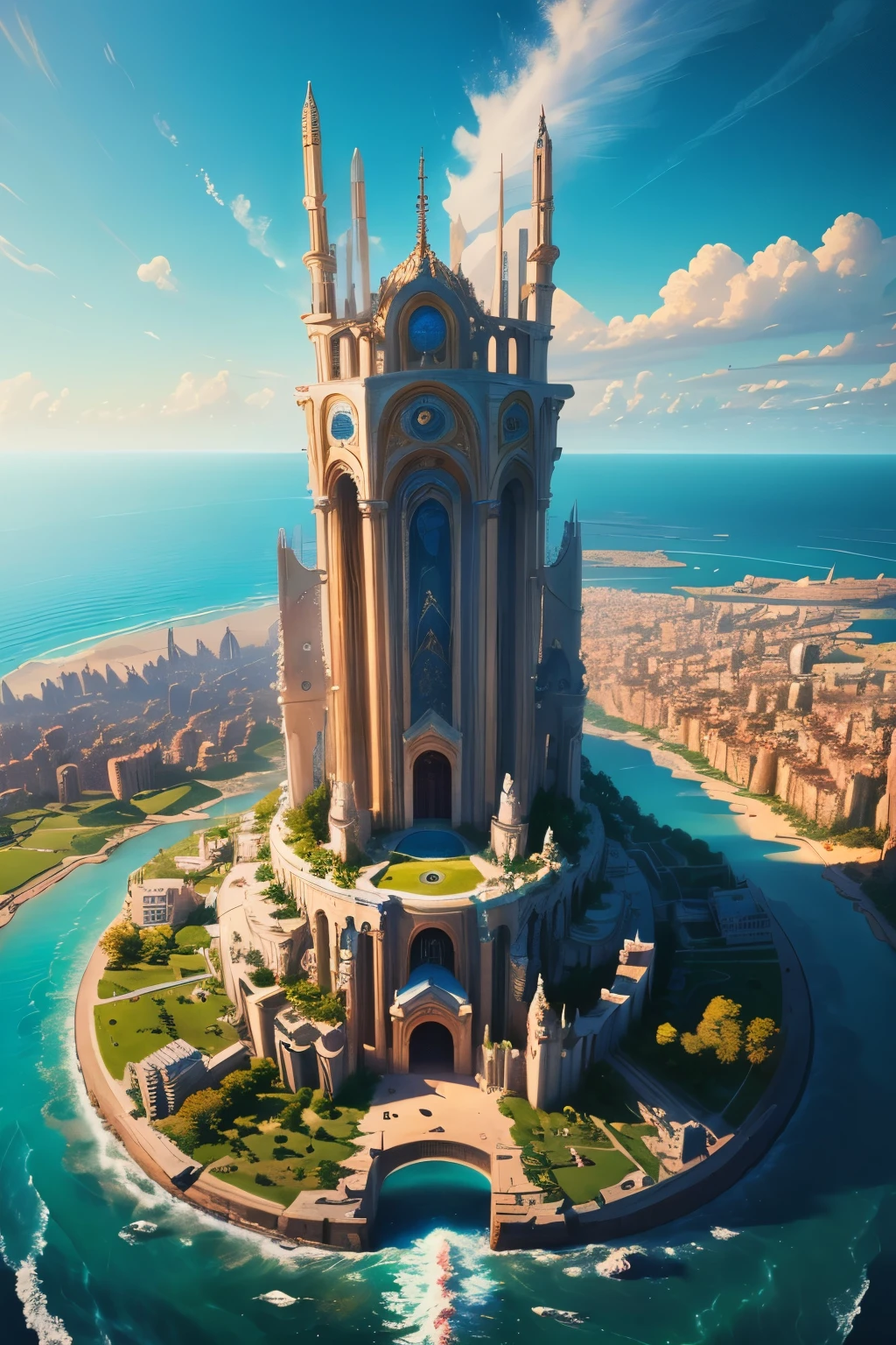 ((best quality)), ((masterpiece)), (detailed),
The city of Atlantis, high tech, drop shadow, masterpiece, accurate, super detail, award winning, best quality, highres, 16k, 8k, 4K