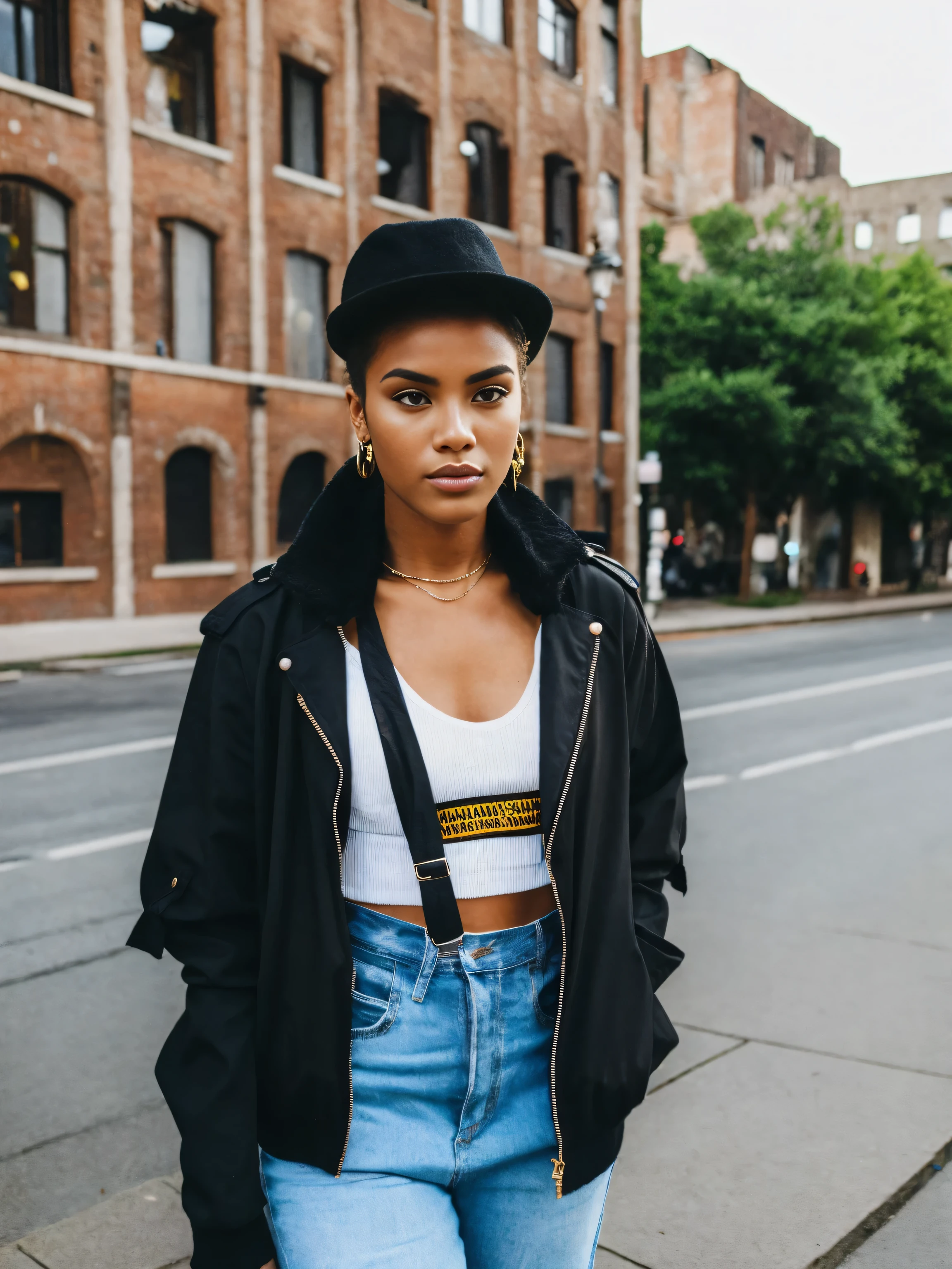fashion woman, urban fashion, one person, best quality, shap face