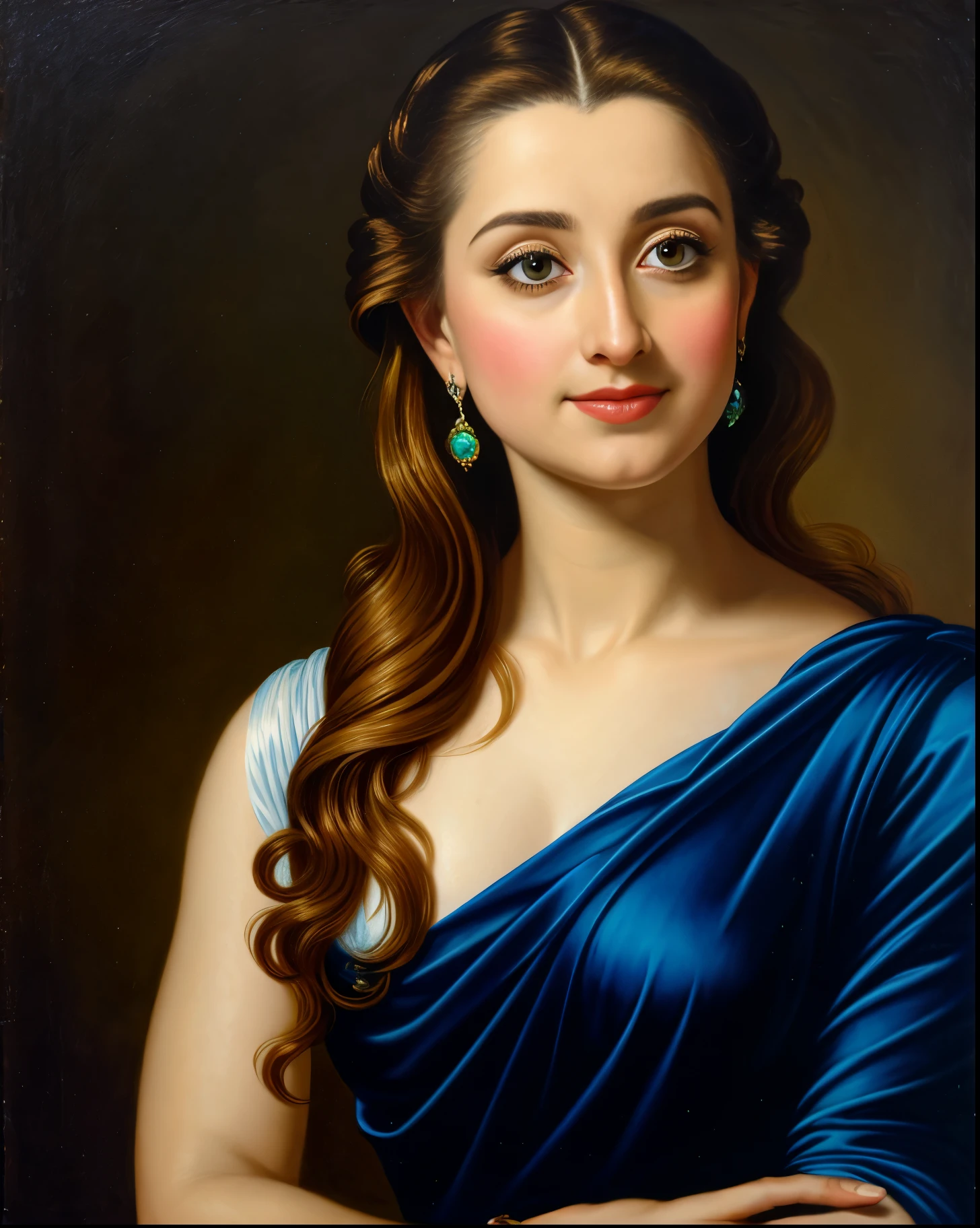 Looks like Trisha Krishnan, Masterpiece, Best quality, high clarity eyes, beautifully styled hair, critically flawless,sharp picture, Full portrait, High pixels, perfect face, perfect eyes, beautiful face, perfect hands,perfect fingers, in Peter Paul Rubens style, by Peter Paul Rubens, baroque style, acrylic on canvas, highly detailed, description: "Create a nymph inspired by the tales of Greek or Roman mythology, embodying the essence of a natural element or location, and possessing a unique ability or trait that sets her apart."